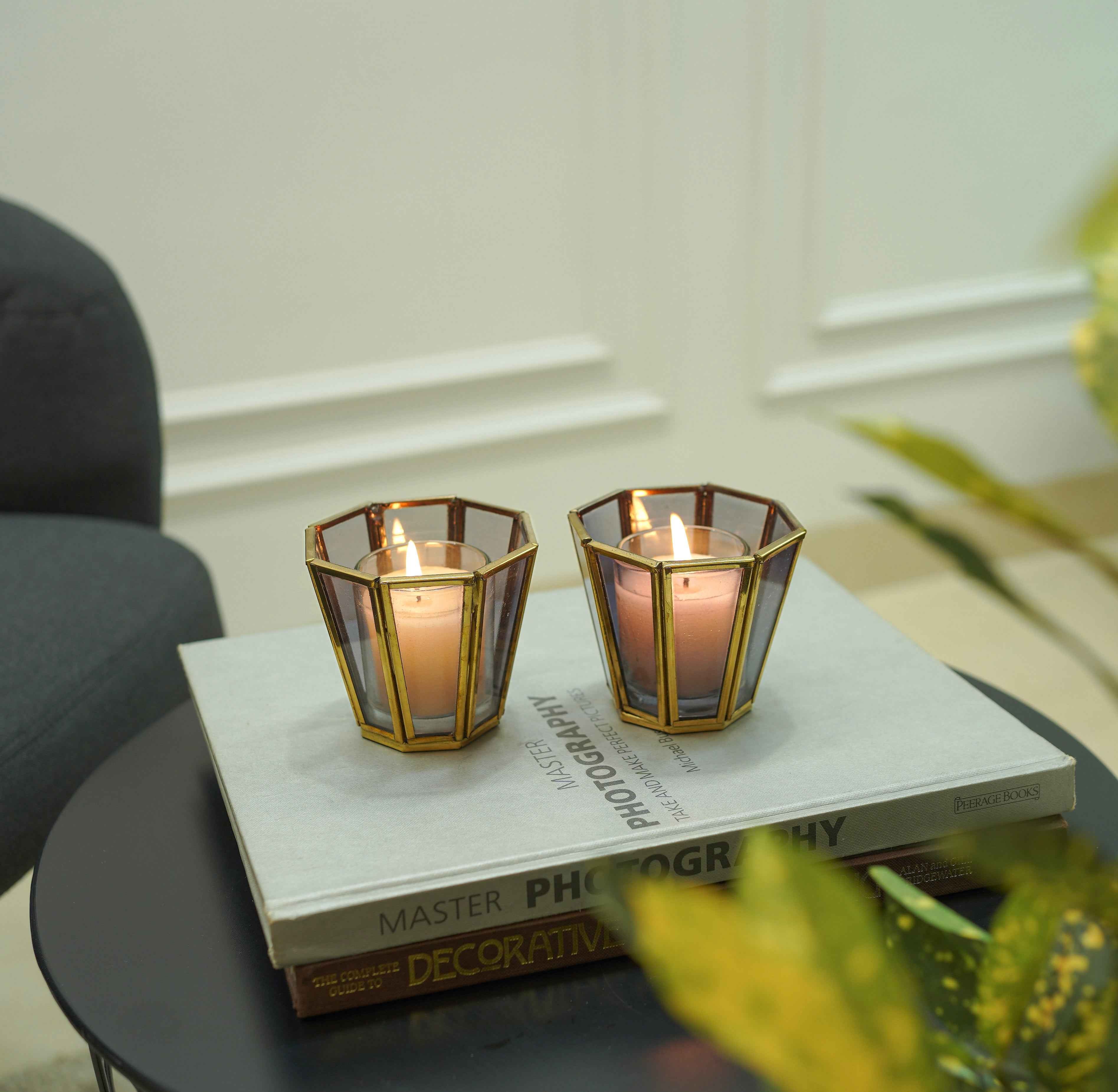 Grey Glass Votive Holder