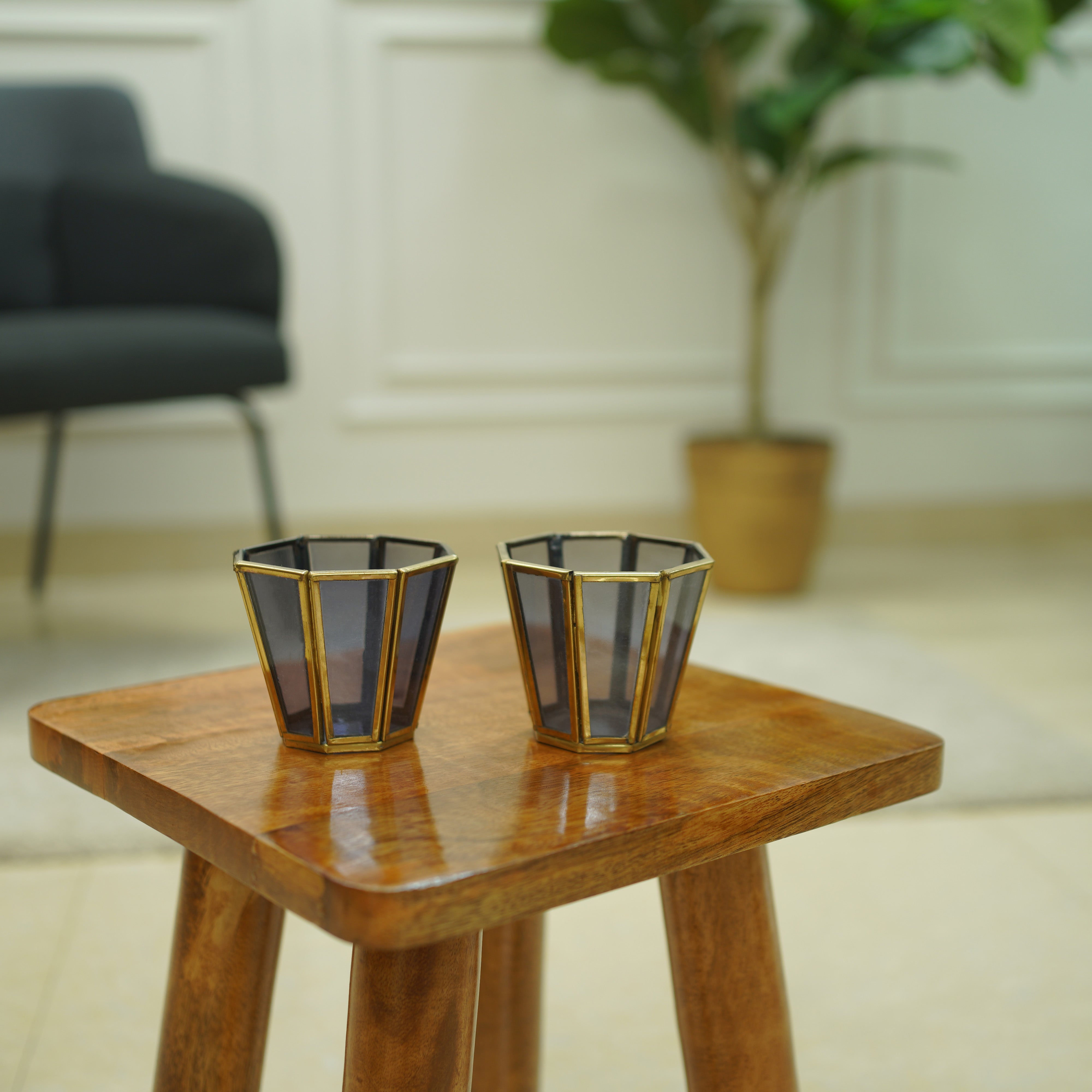 Grey Glass Votive Holder