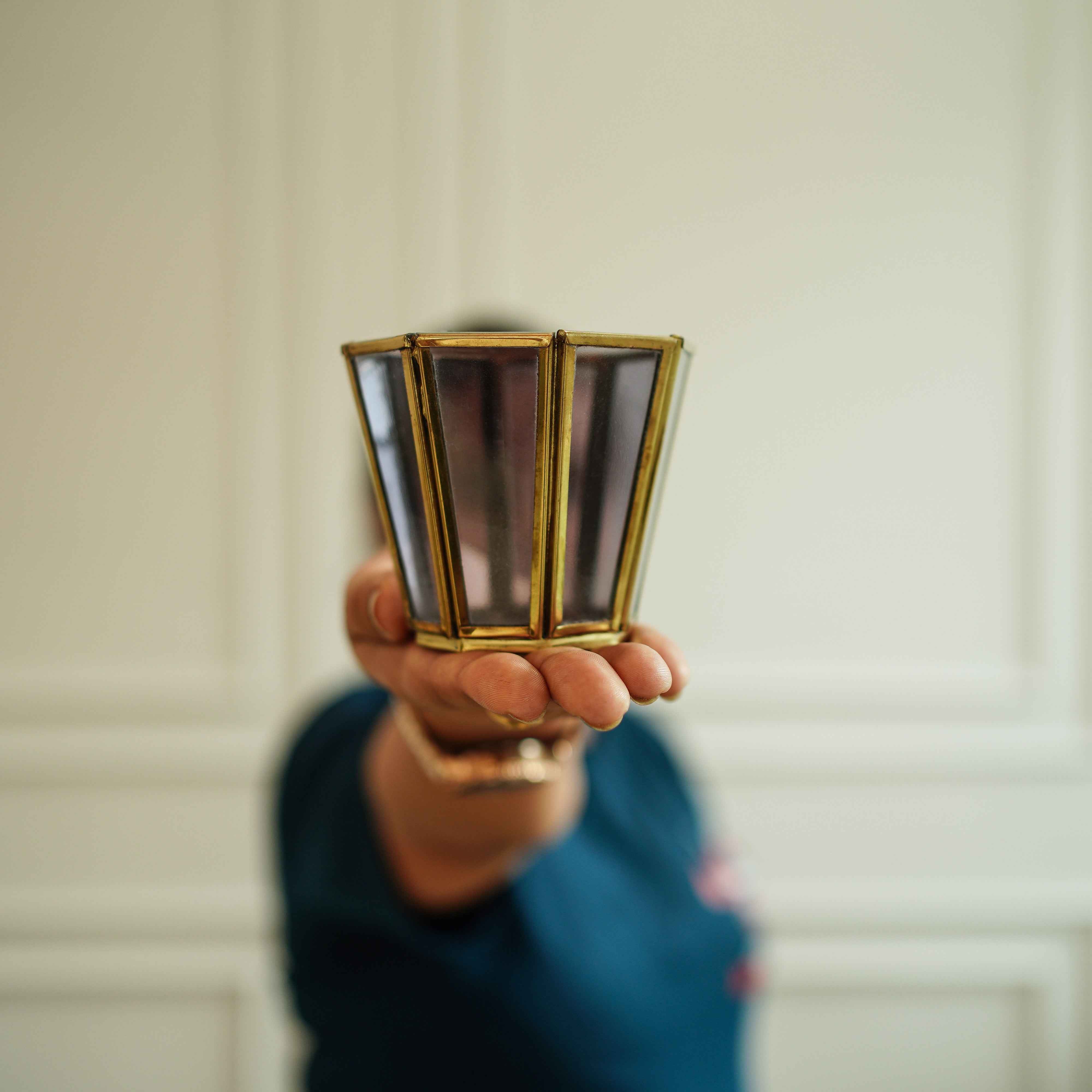 Grey Glass Votive Holder