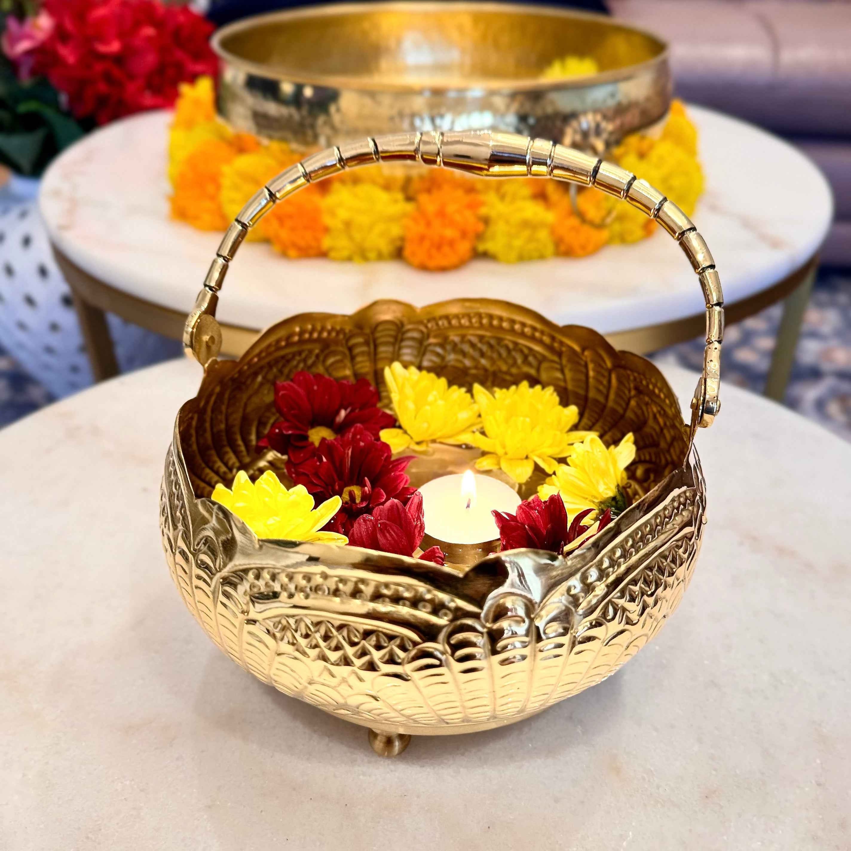 Brass Puspam Basket with gift box