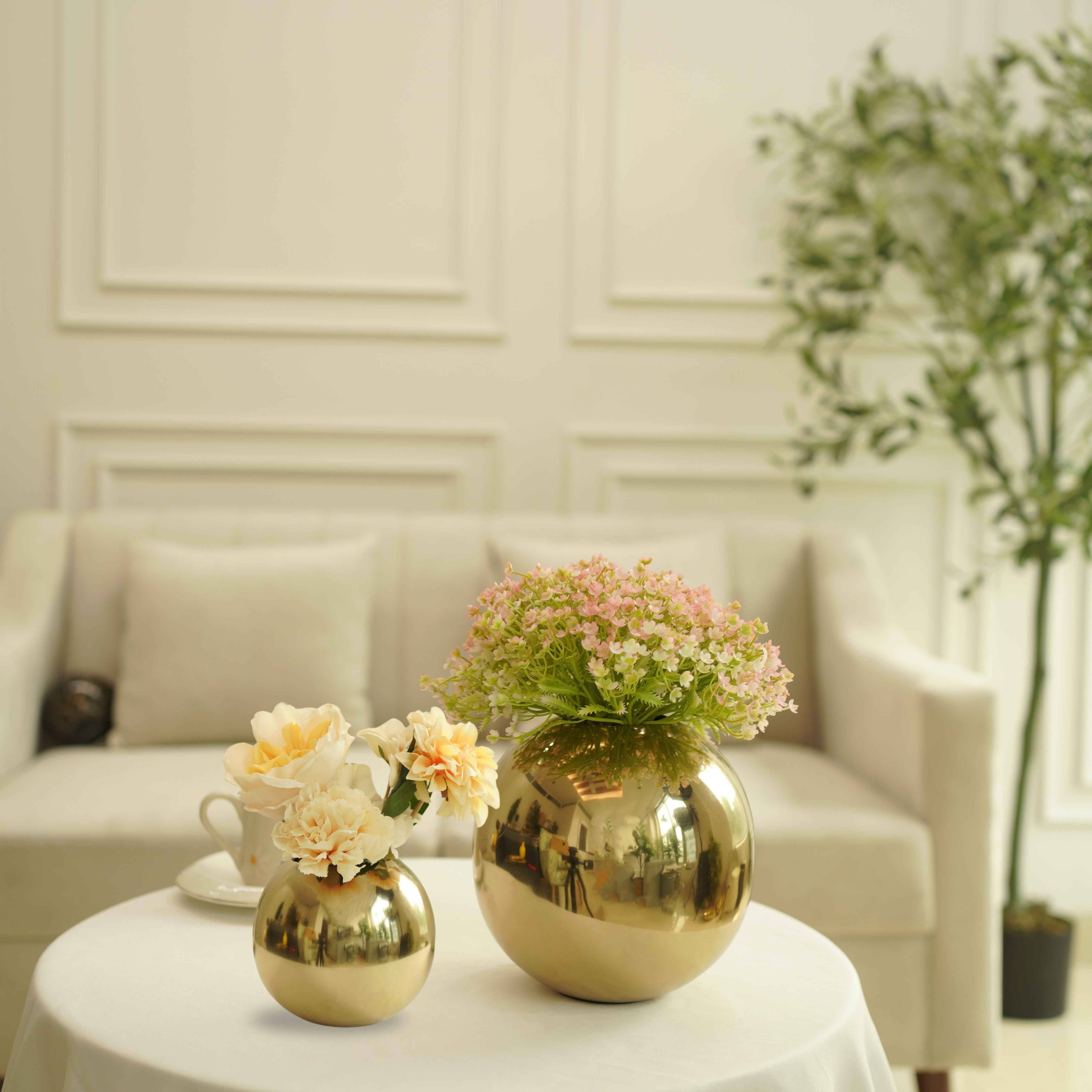Metal Ball Flower Vase | Gold