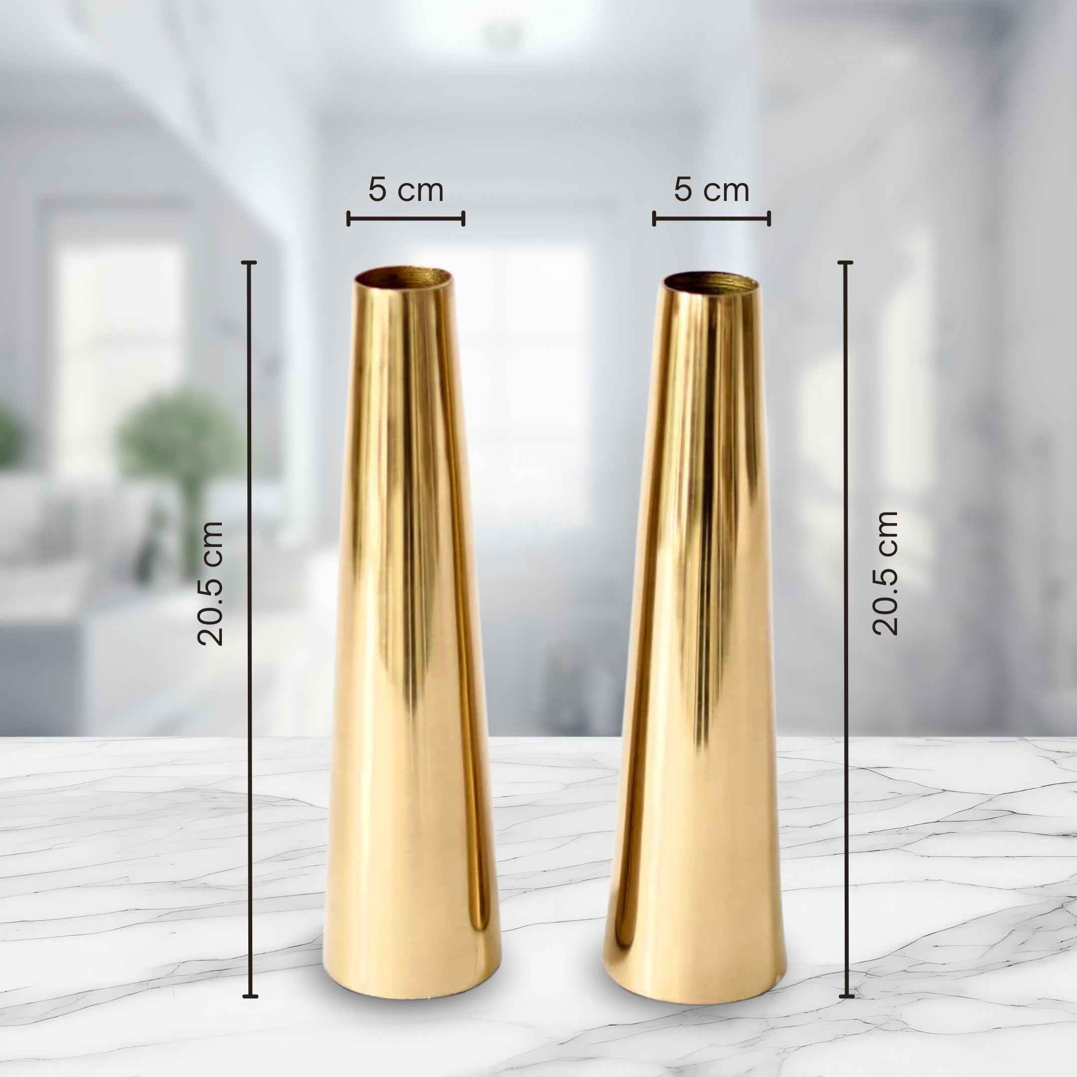 Gold Slim cone vase - set of 2