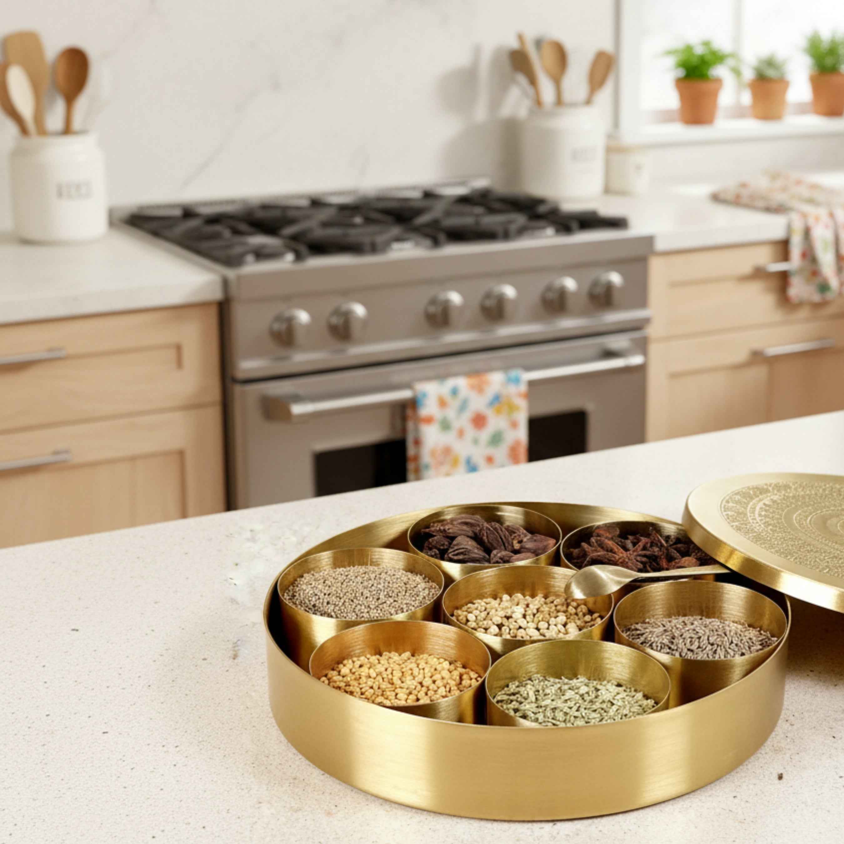 Brass Spice Box with Gift Box