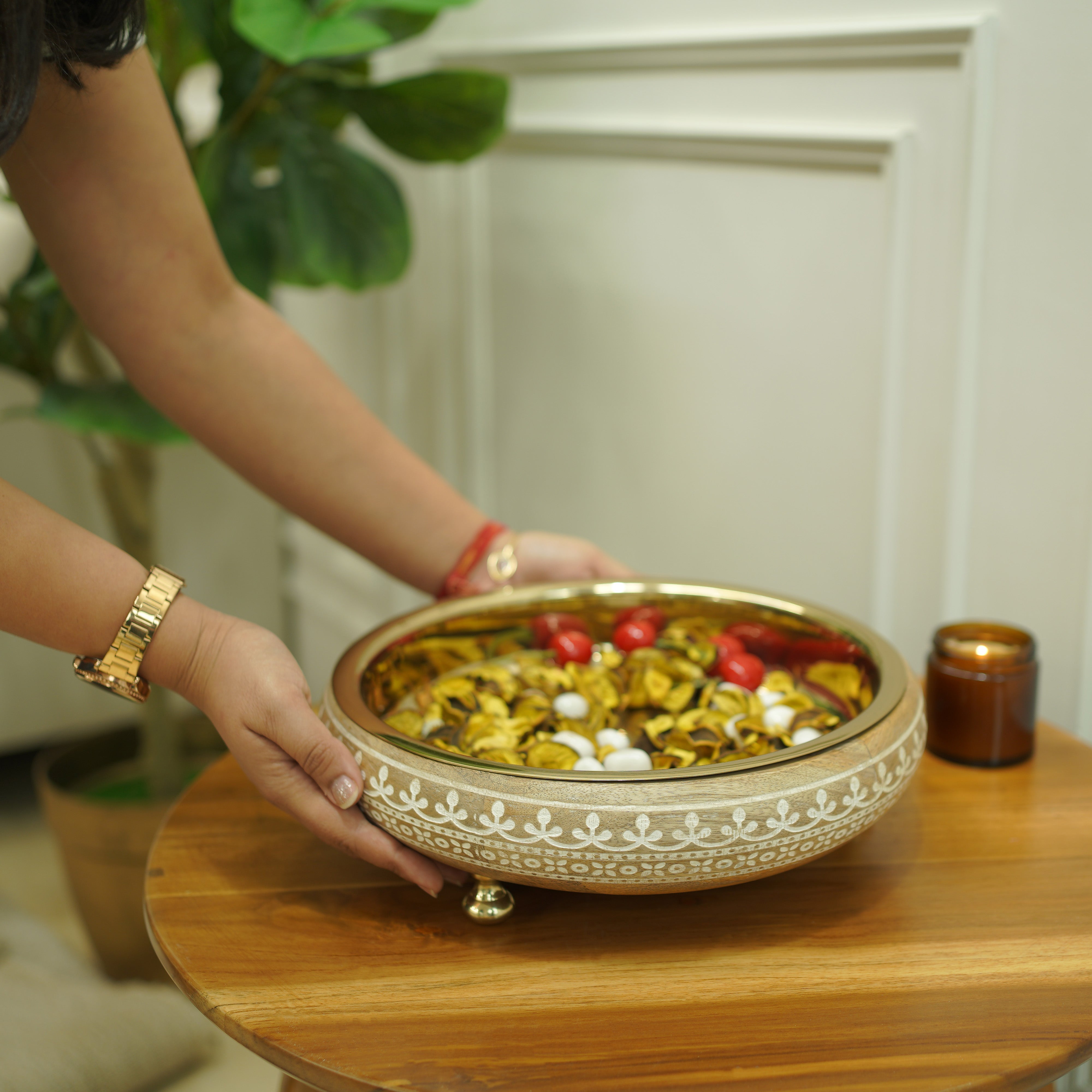 Virasat Urli | Wood & Stainless Steel