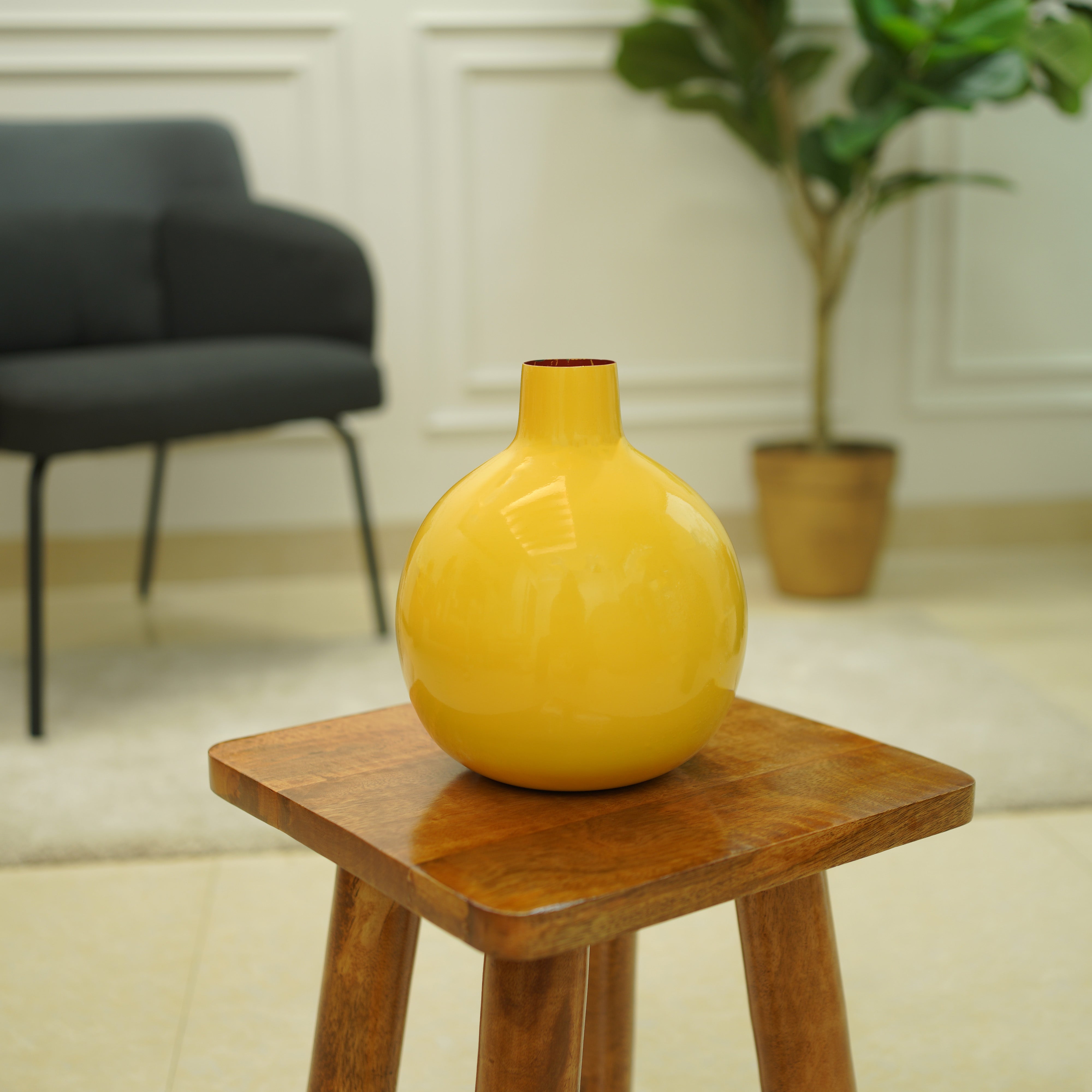 Metal Flower Vase | Yellow