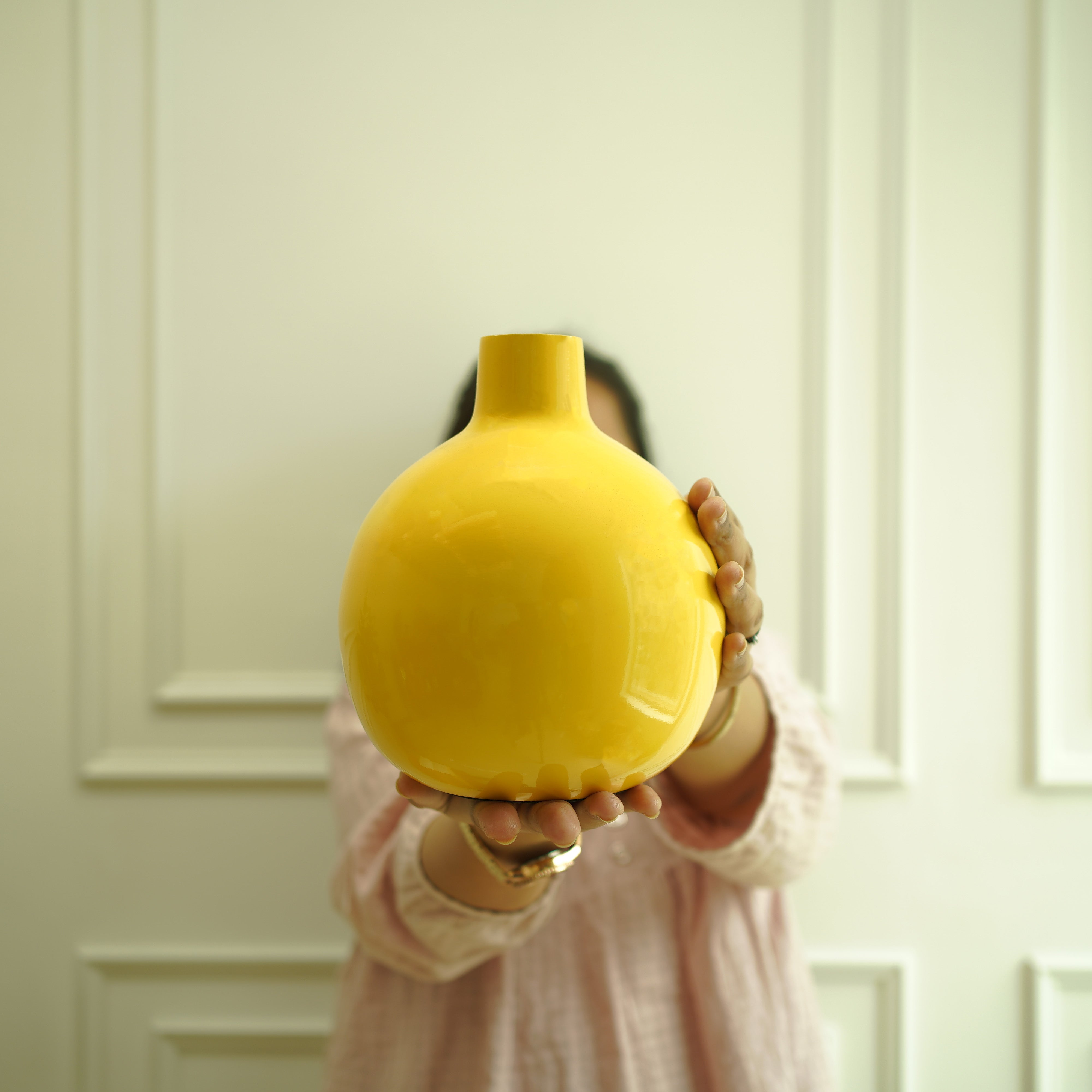 Metal Flower Vase | Yellow