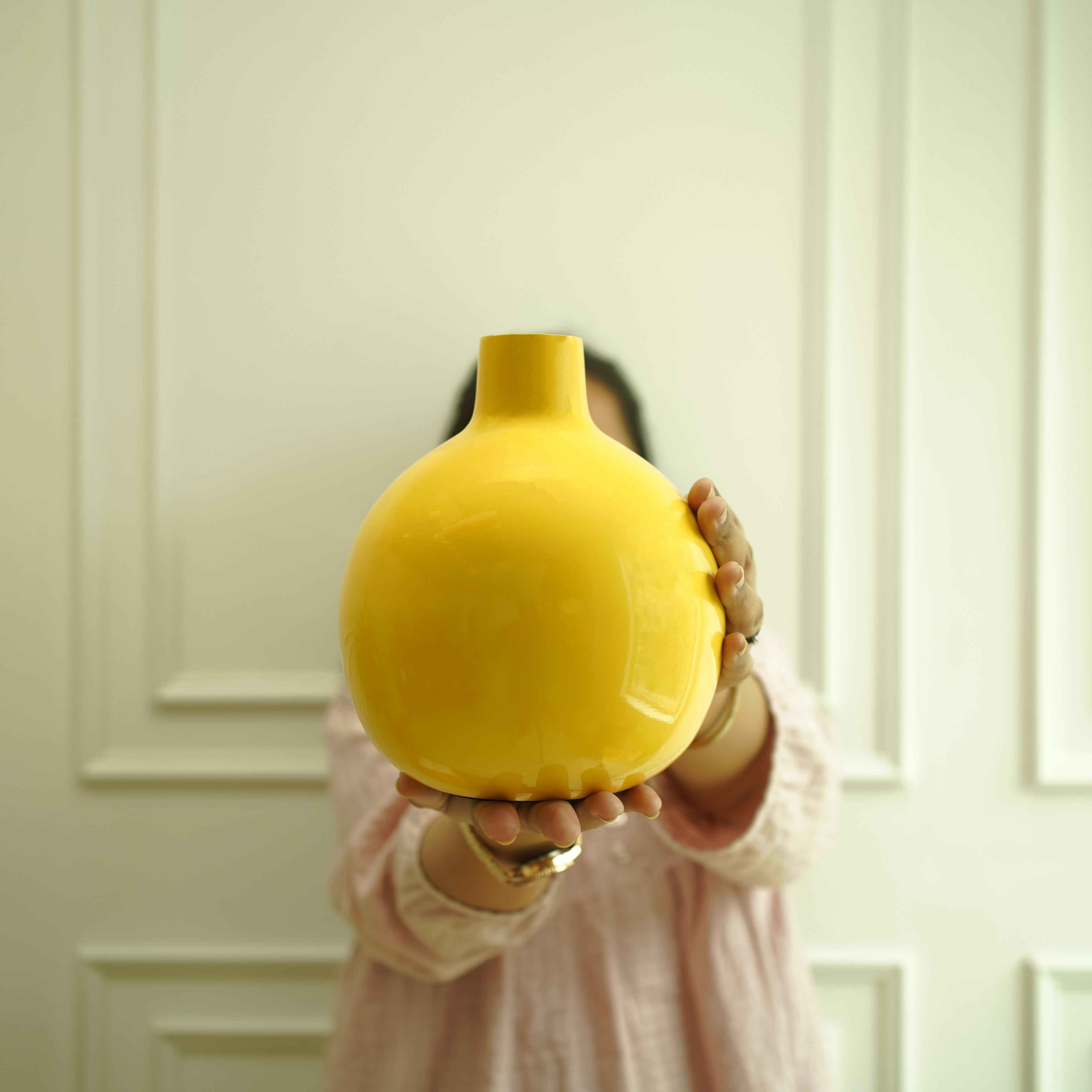 Metal Flower Vase | Yellow