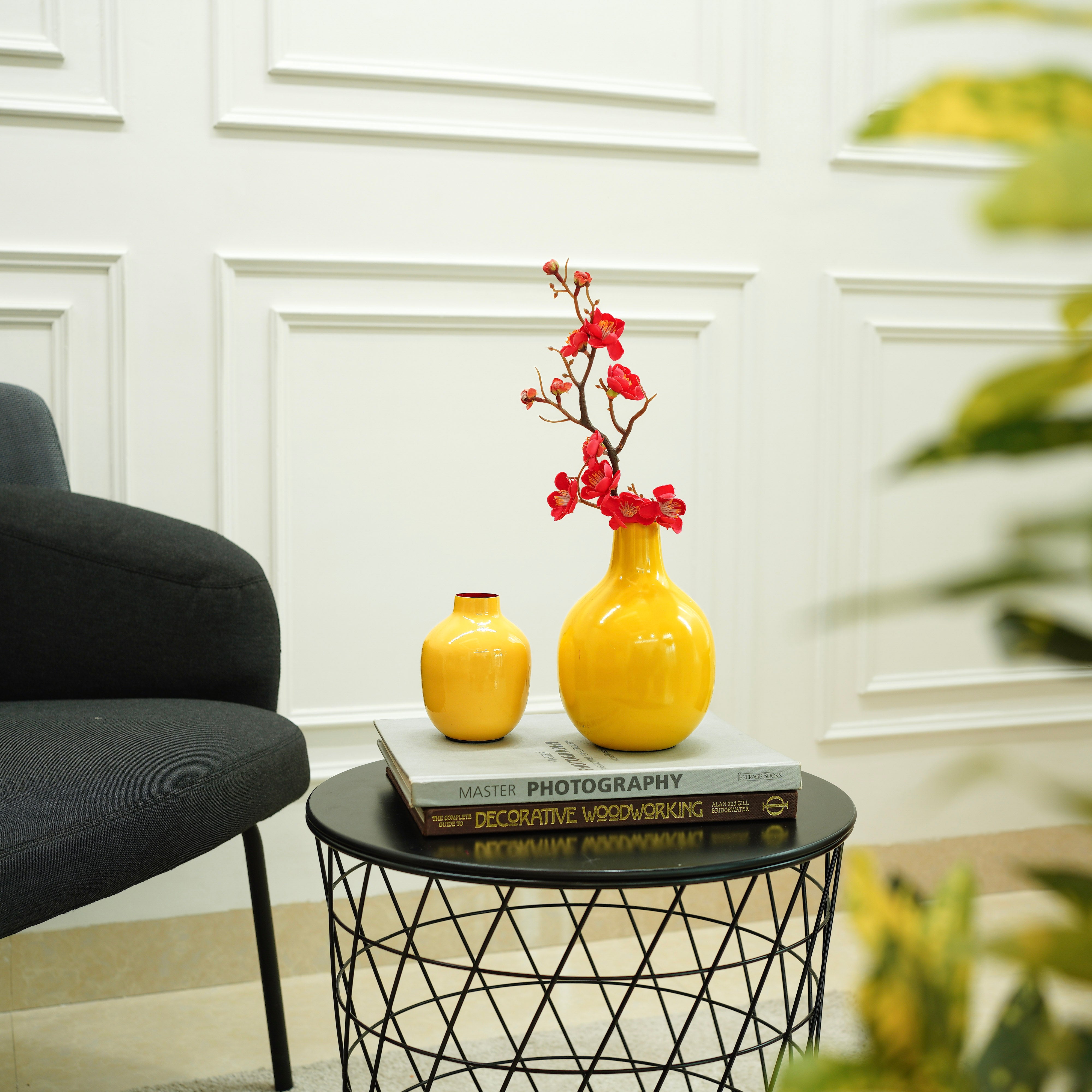 Metal Flower Vase | Yellow