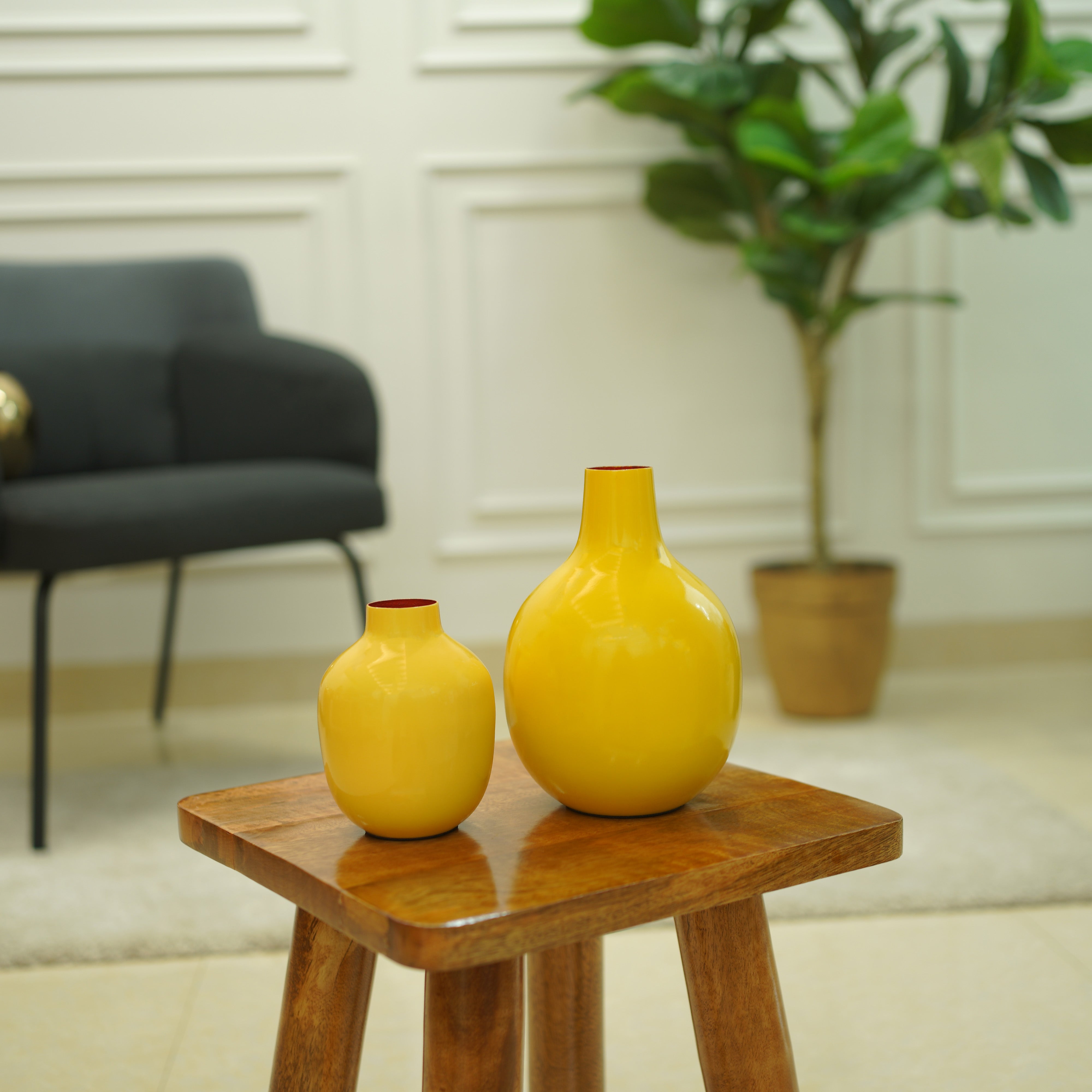 Metal Flower Vase | Yellow