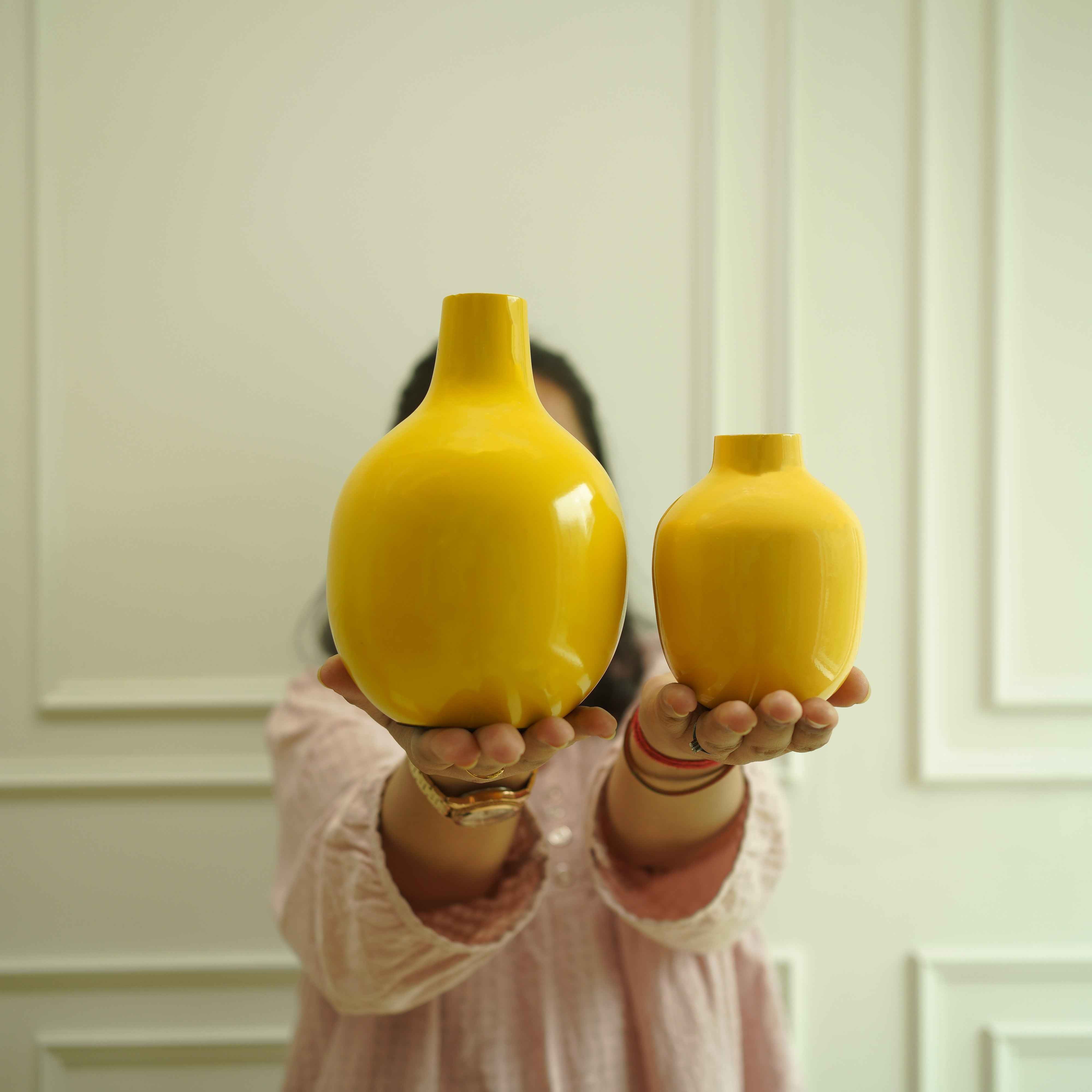 Metal Flower Vase | Yellow
