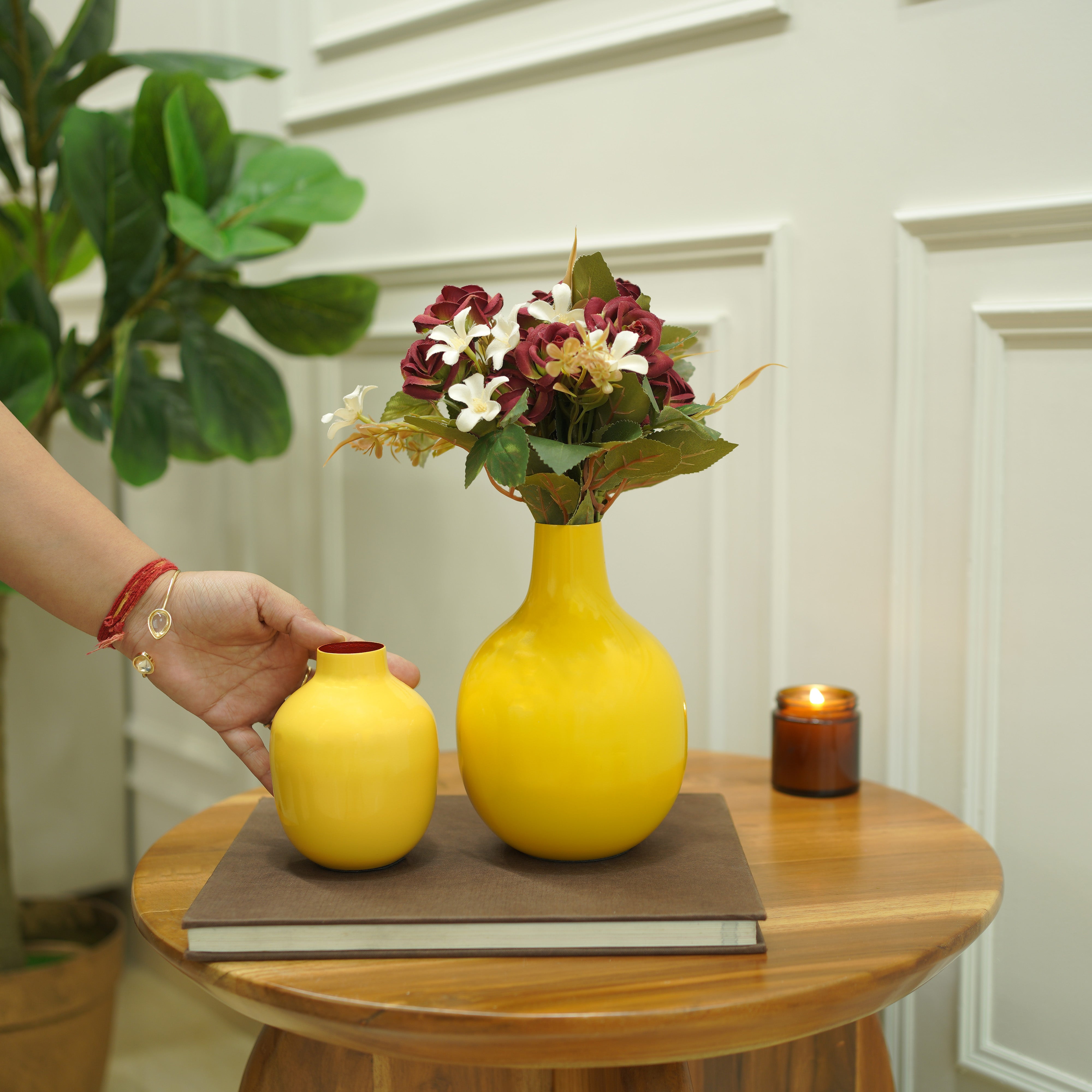 Metal Flower Vase | Yellow