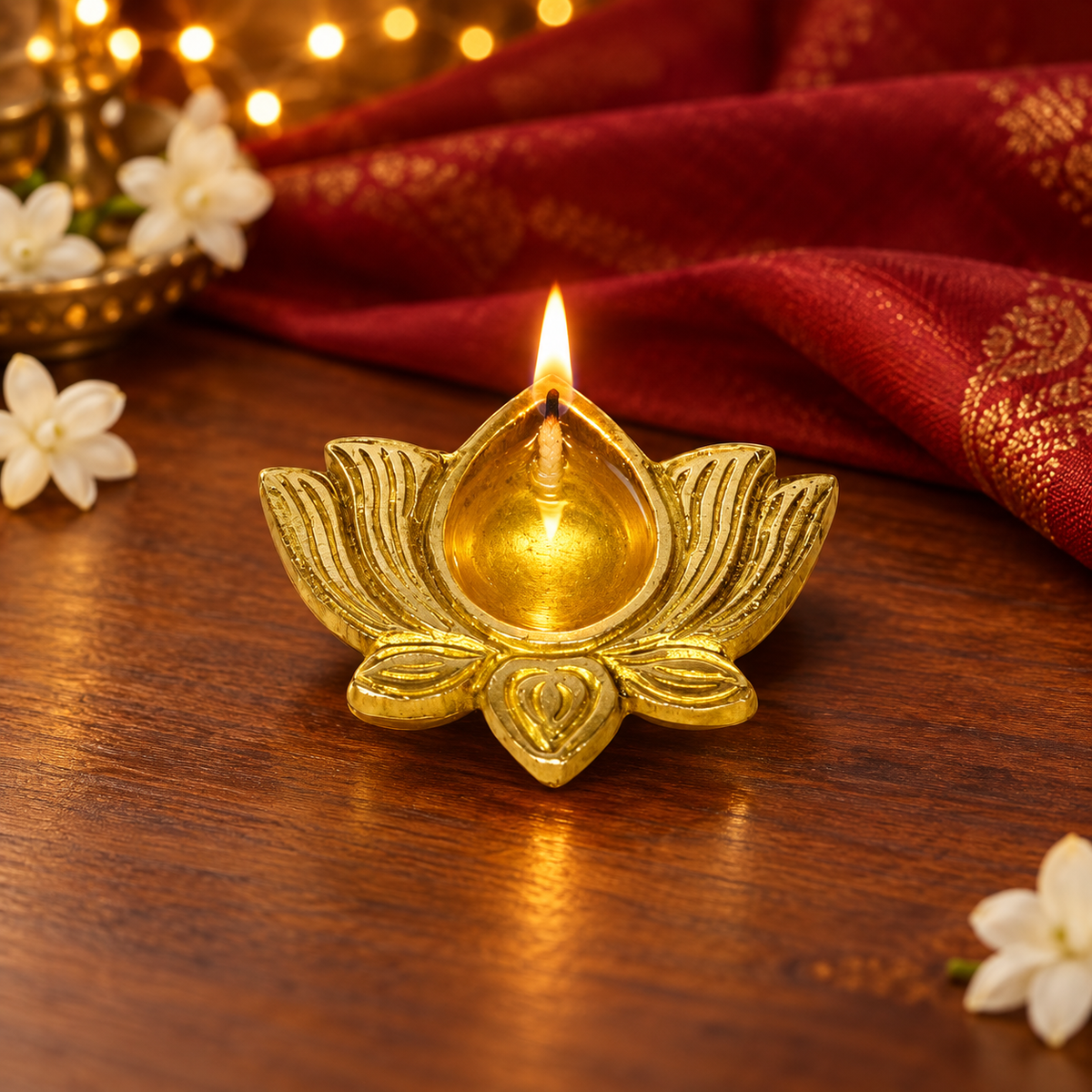 Brass Lotus Diya – festive hero