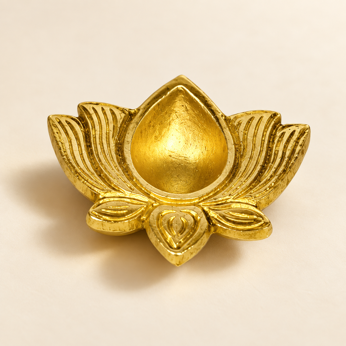 Brass Lotus Diya – unlit product