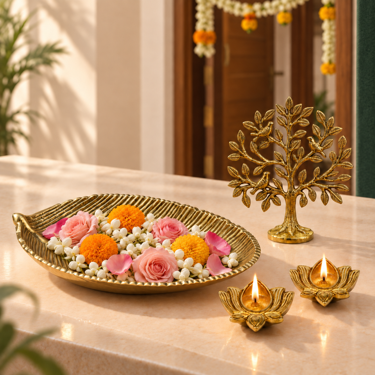 Griha Pravesh Housewarming Hamper - Brass Kalpvriksh Gift Set