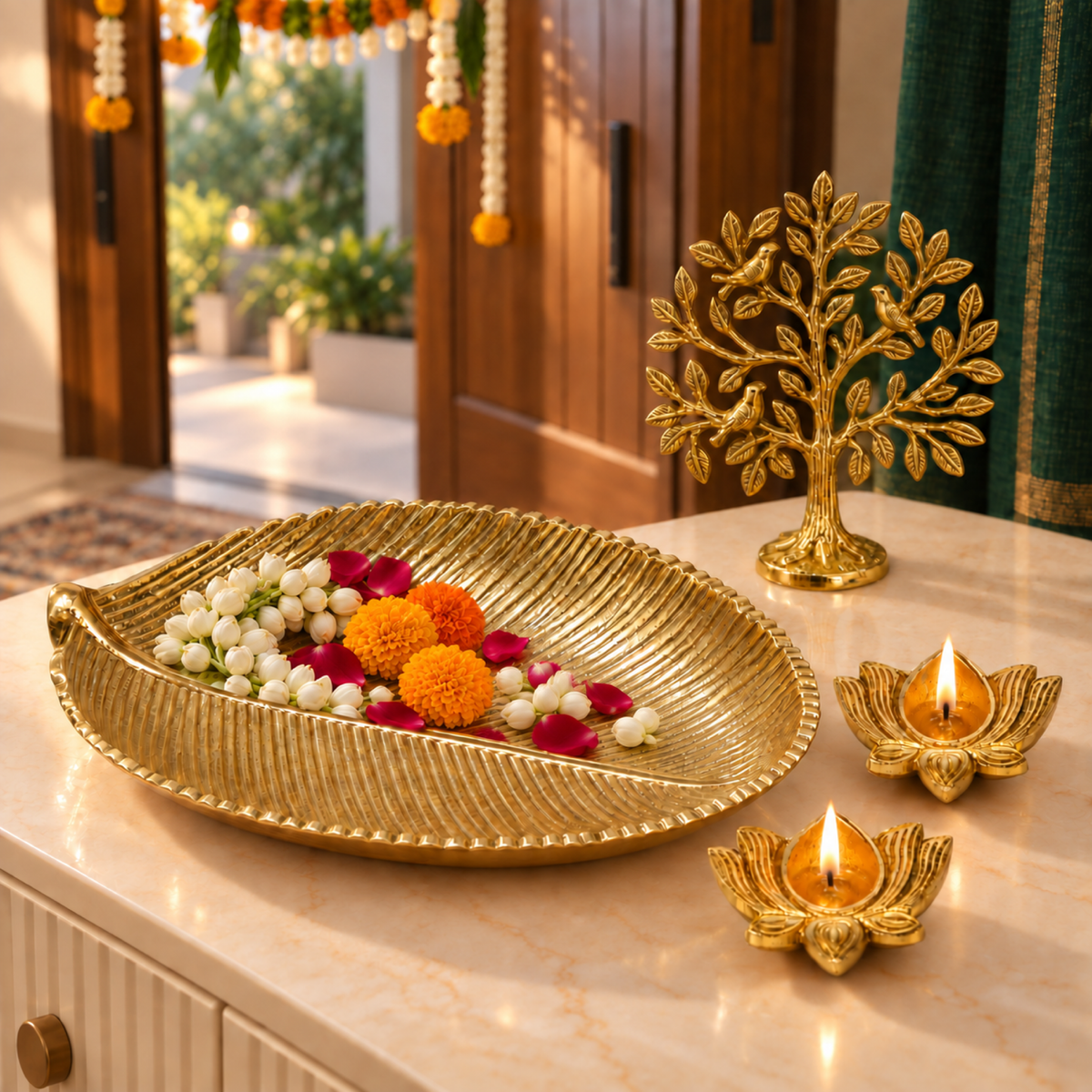Griha Pravesh Housewarming Hamper - Brass Kalpvriksh Gift Set