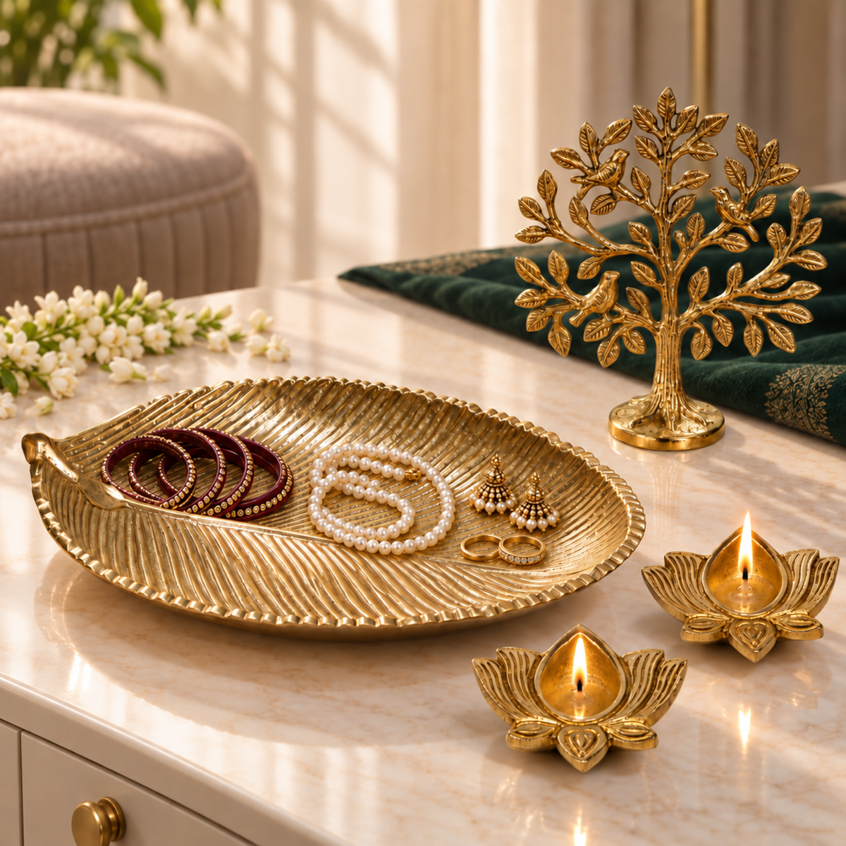 Griha Pravesh Housewarming Hamper - Brass Kalpvriksh Gift Set