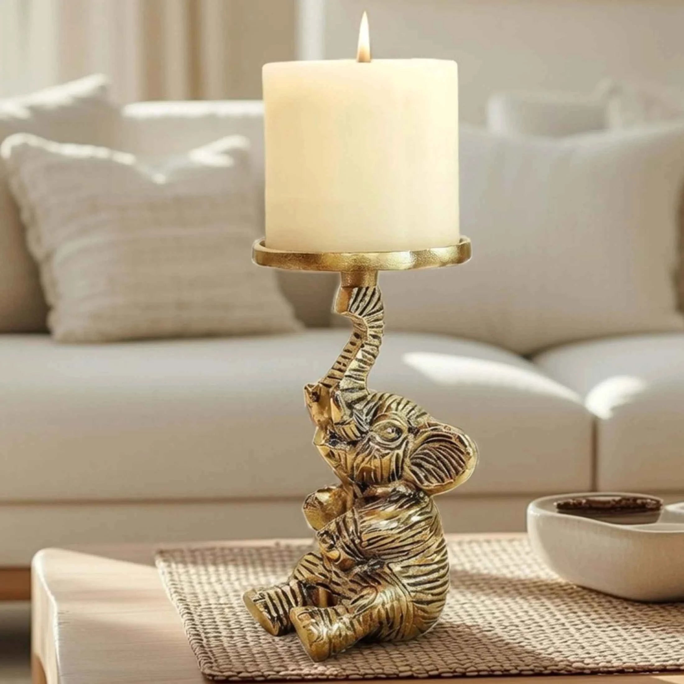 Elephant candle holder, 1 pc - Gold in Gift Box
