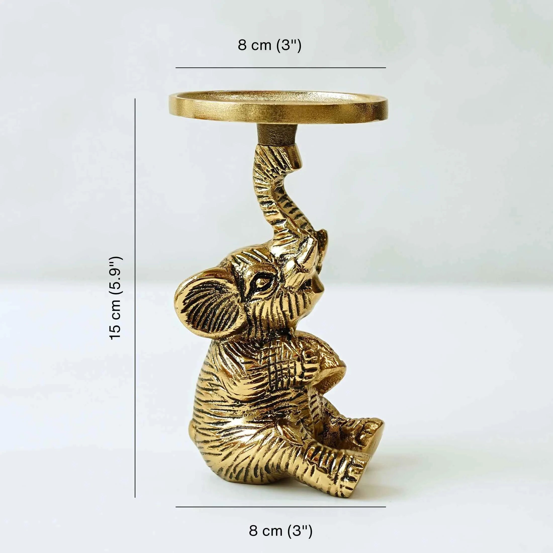 Elephant candle holder, 1 pc - Gold in Gift Box