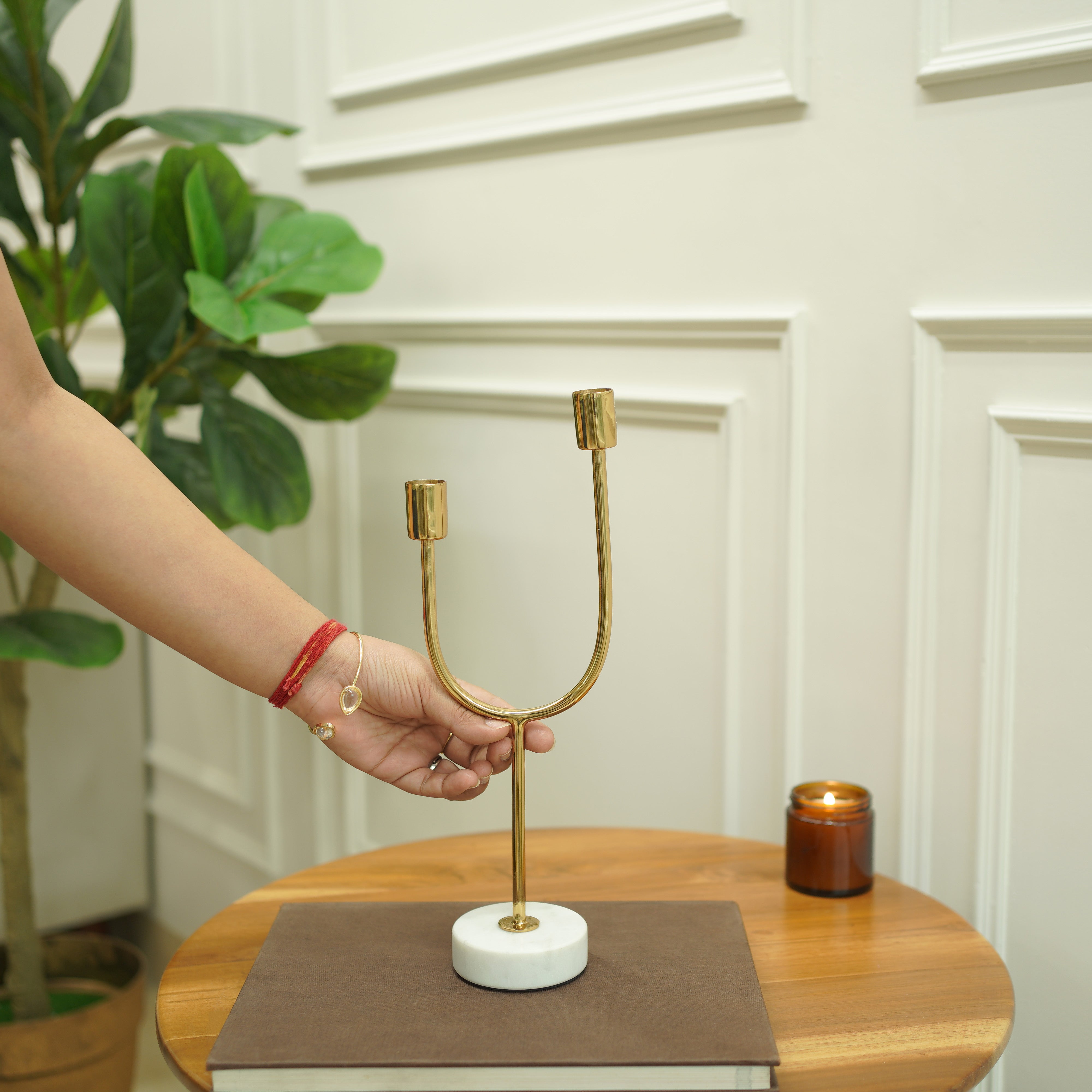 Golden Arc Dual Candle Holder