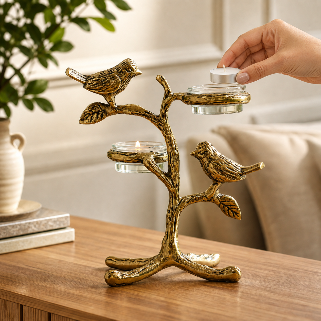 Birds on Tree Tea Light Holder