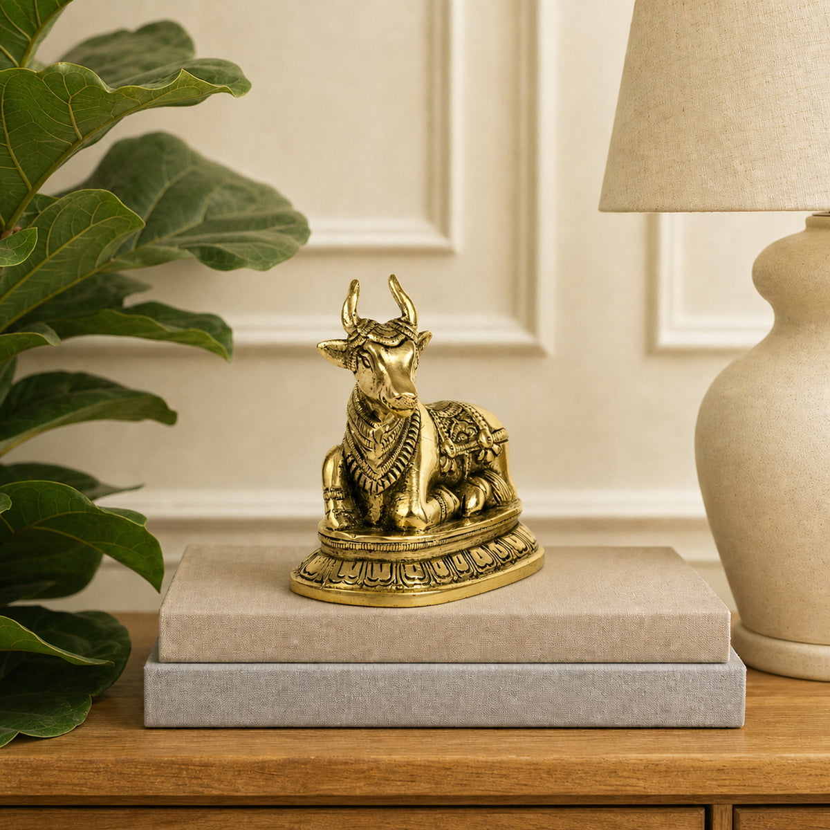 Brass Nandi idol – sacred bull statue for Shiva worship