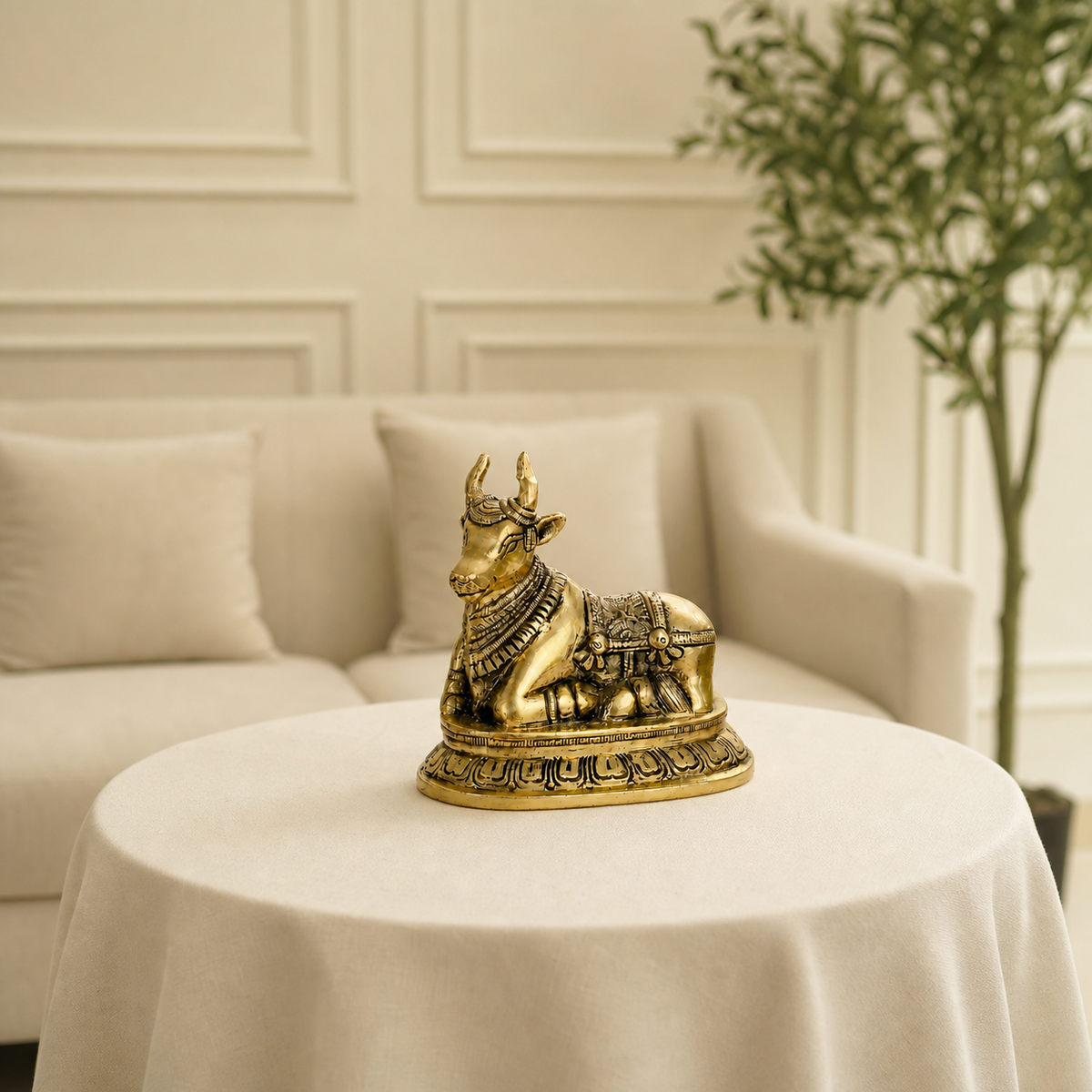 Brass Nandi idol – sacred bull statue for Shiva worship