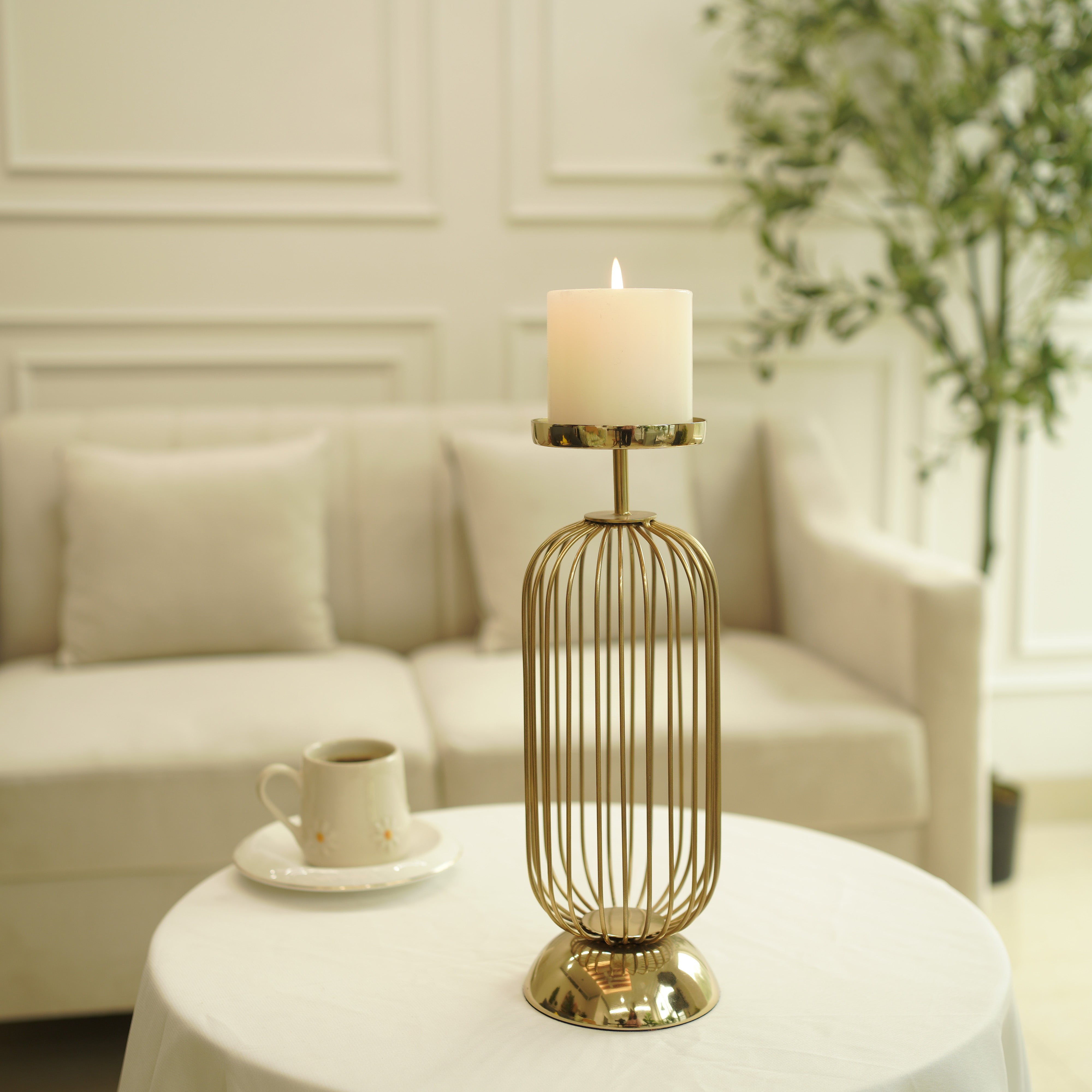 Cage Candle Holder | Gold