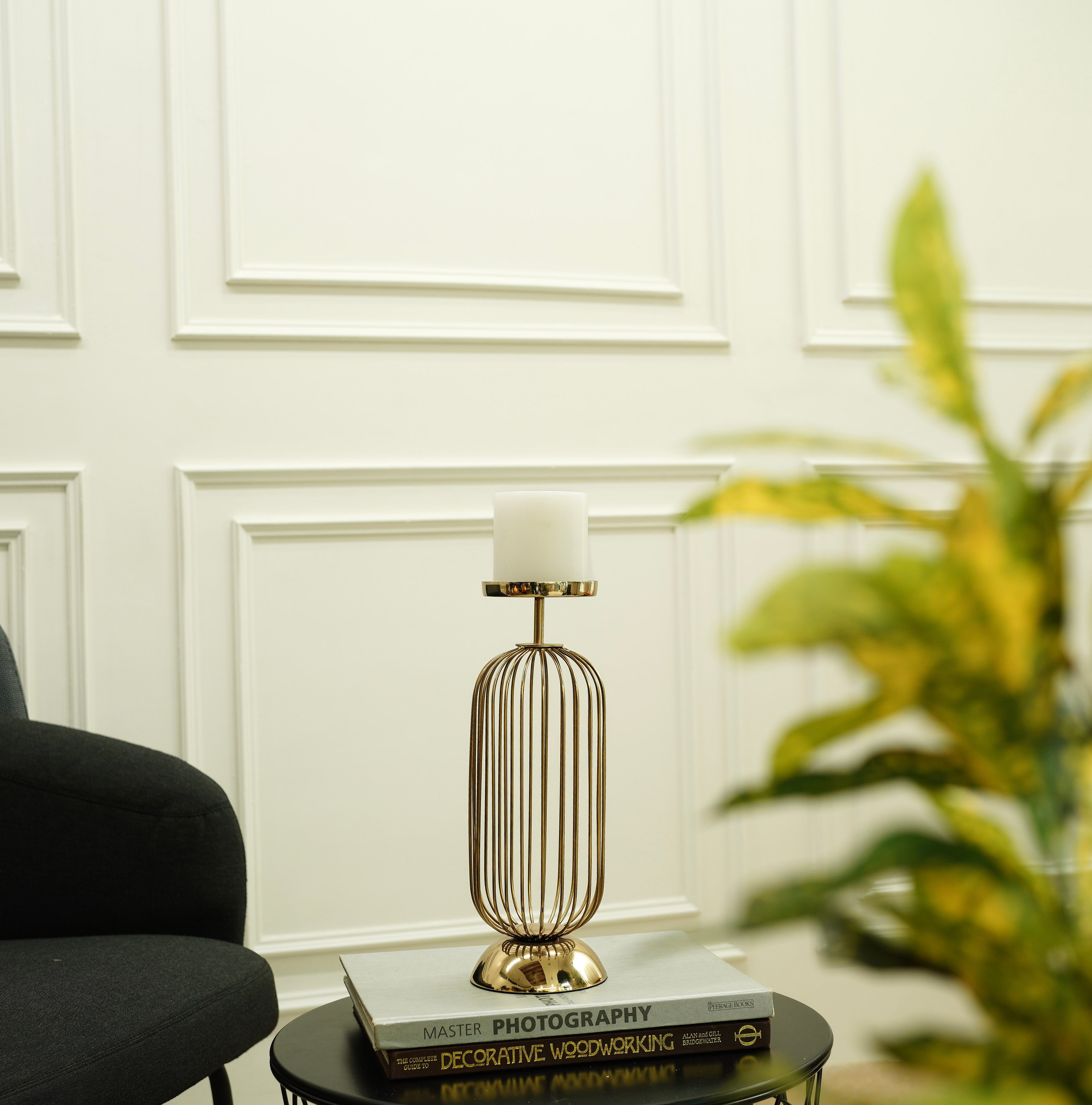 Cage Candle Holder | Gold