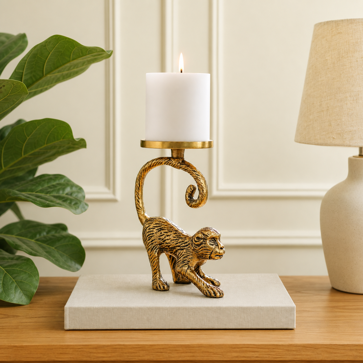 Charming Monkey Figurine Candle Holder