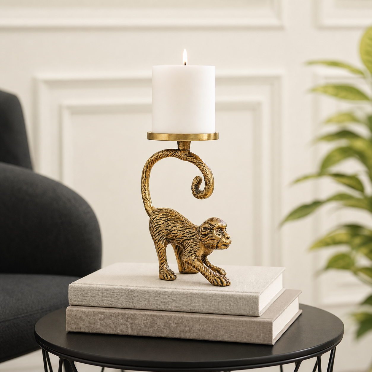 Charming Monkey Figurine Candle Holder