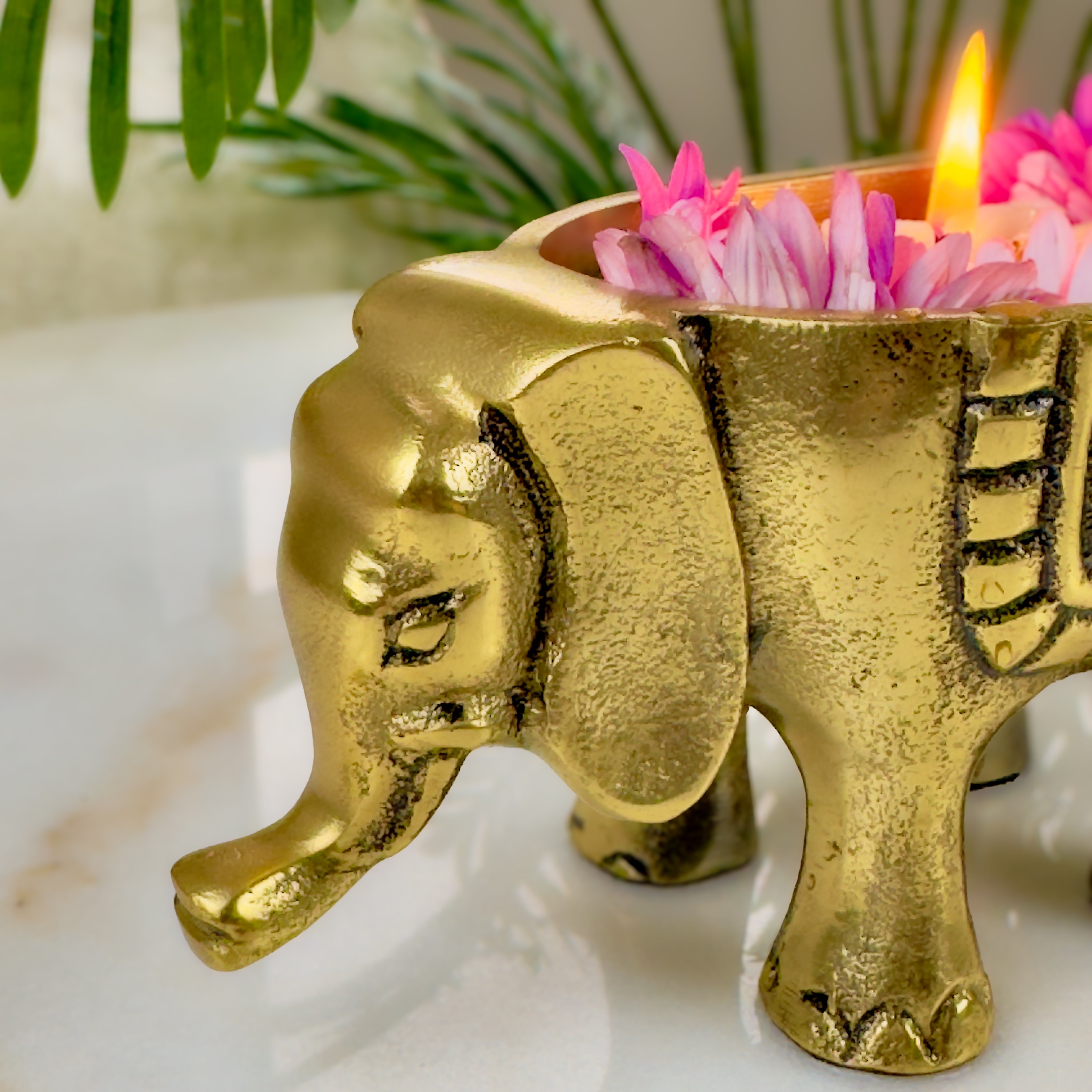  Elephant Antique Brass Finish figurine  Indian Impressions