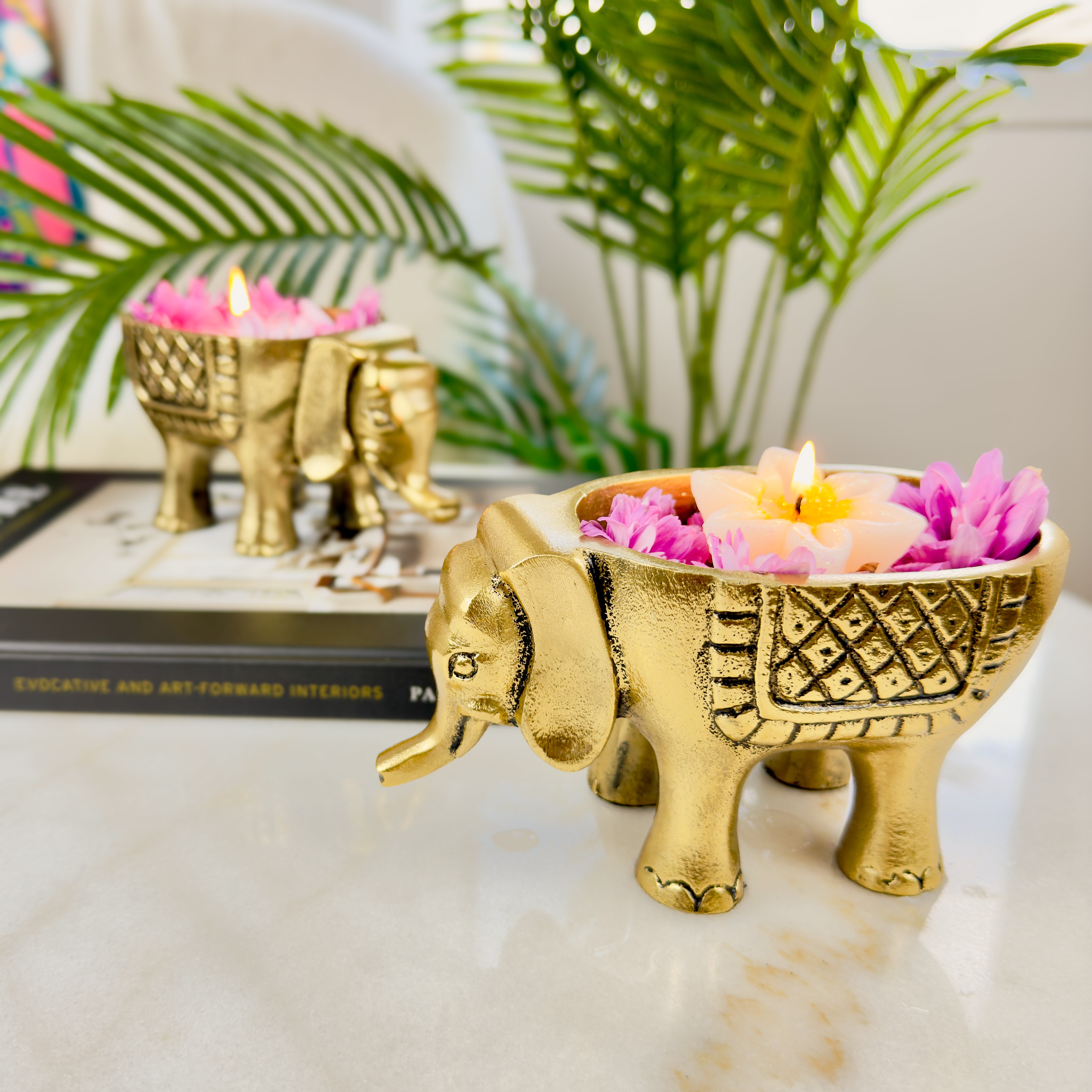  Elephant Antique Brass Finish figurine 