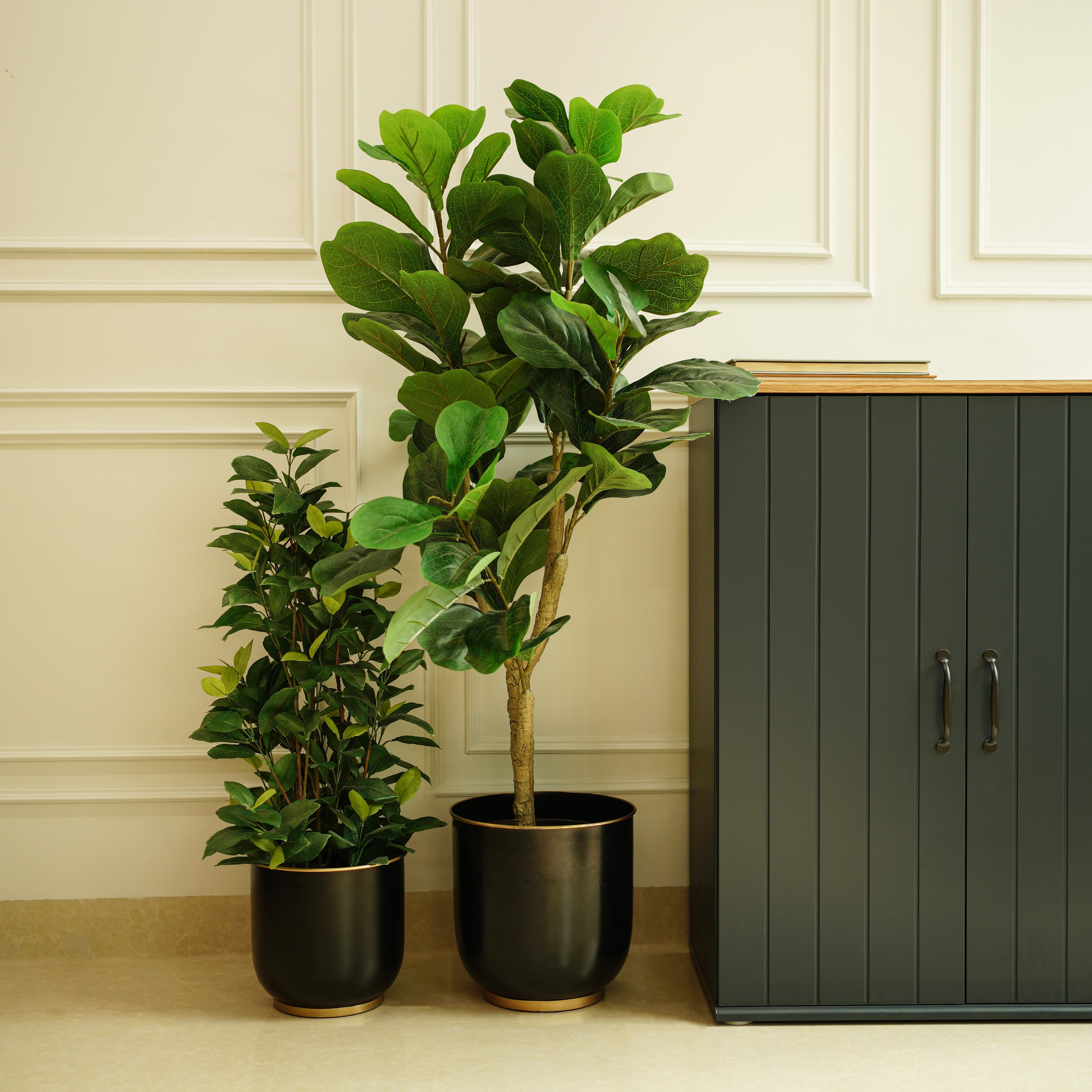 Floor Metal Planters, Set of 2 | Black