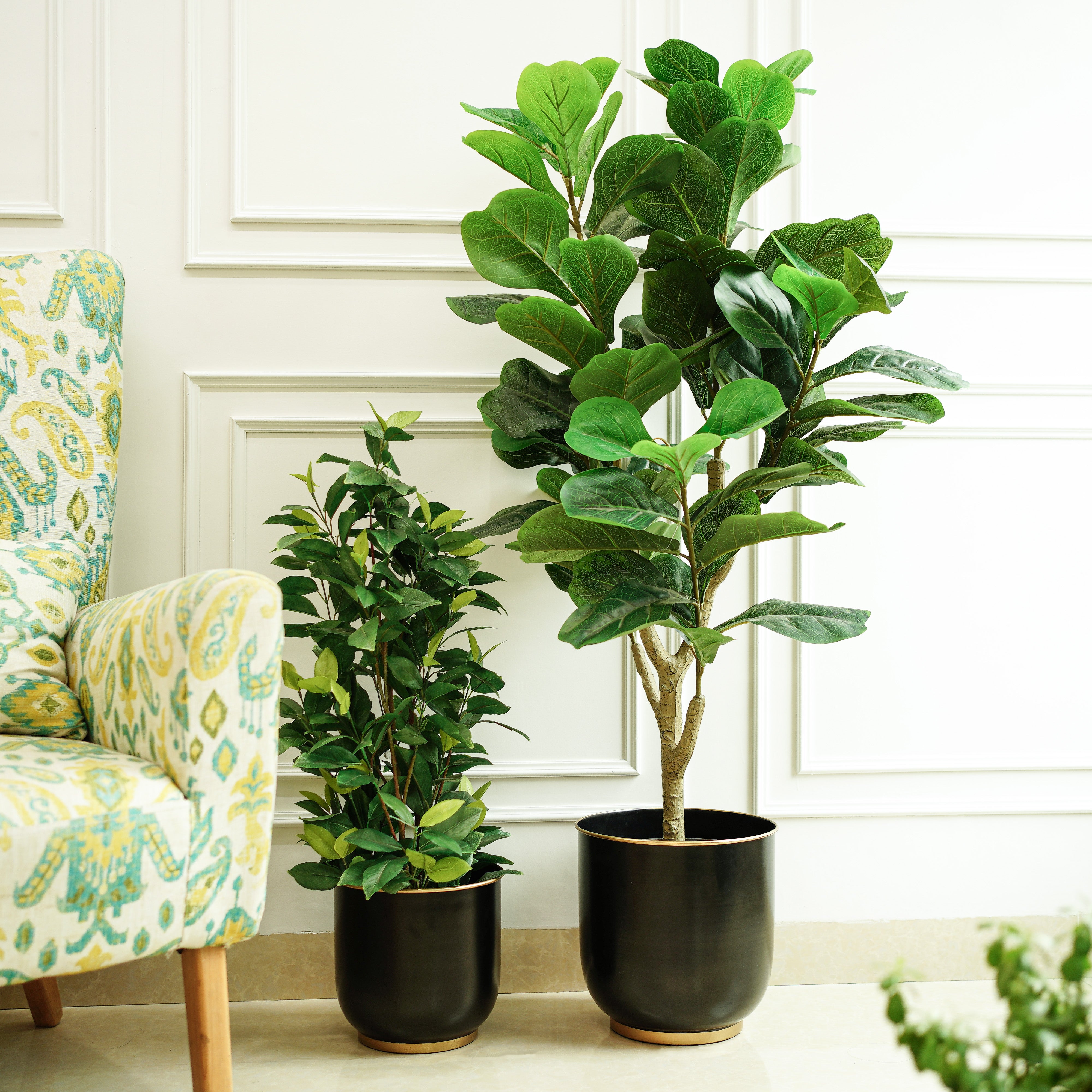 Floor Metal Planters, Set of 2 | Black