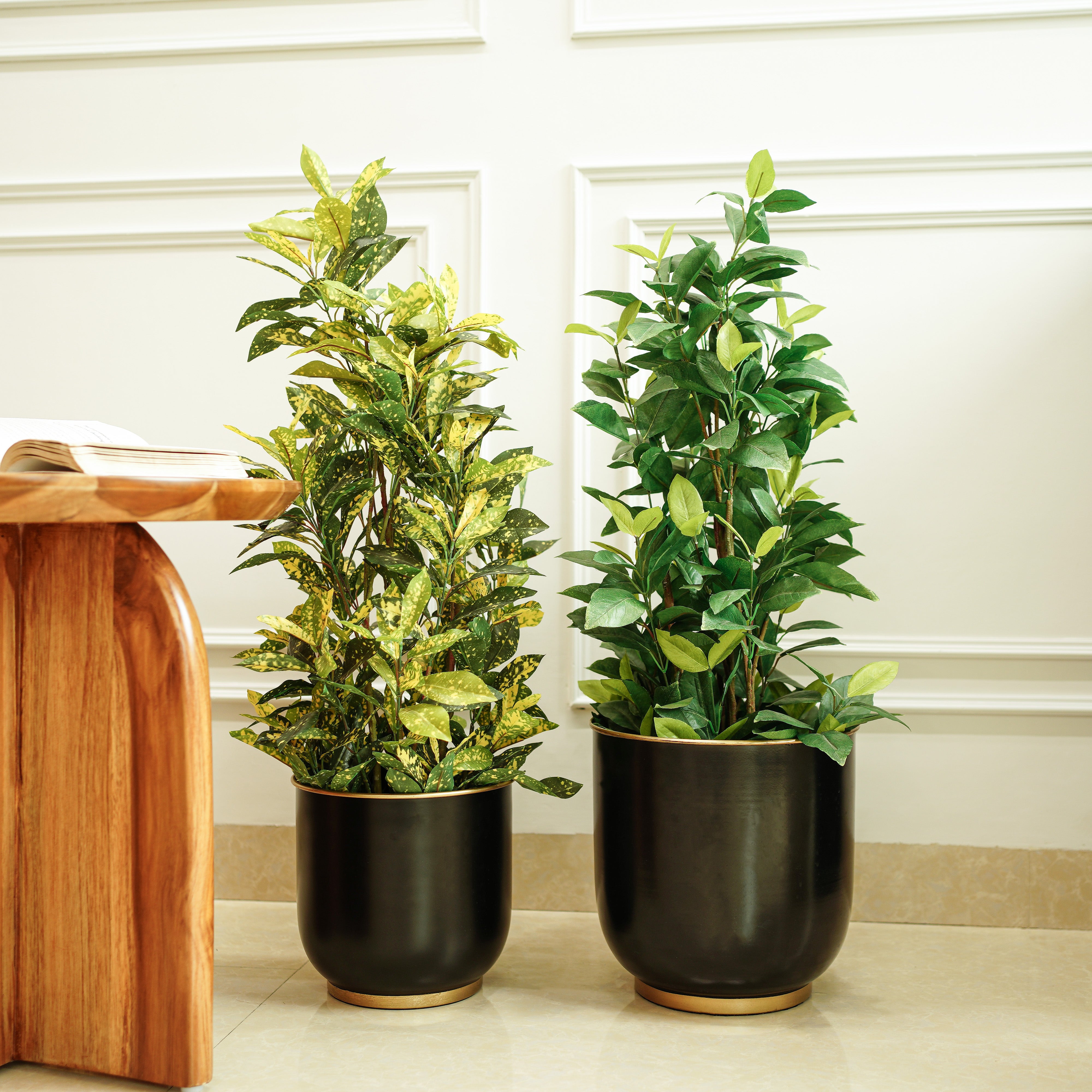 Floor Metal Planters, Set of 2 | Black