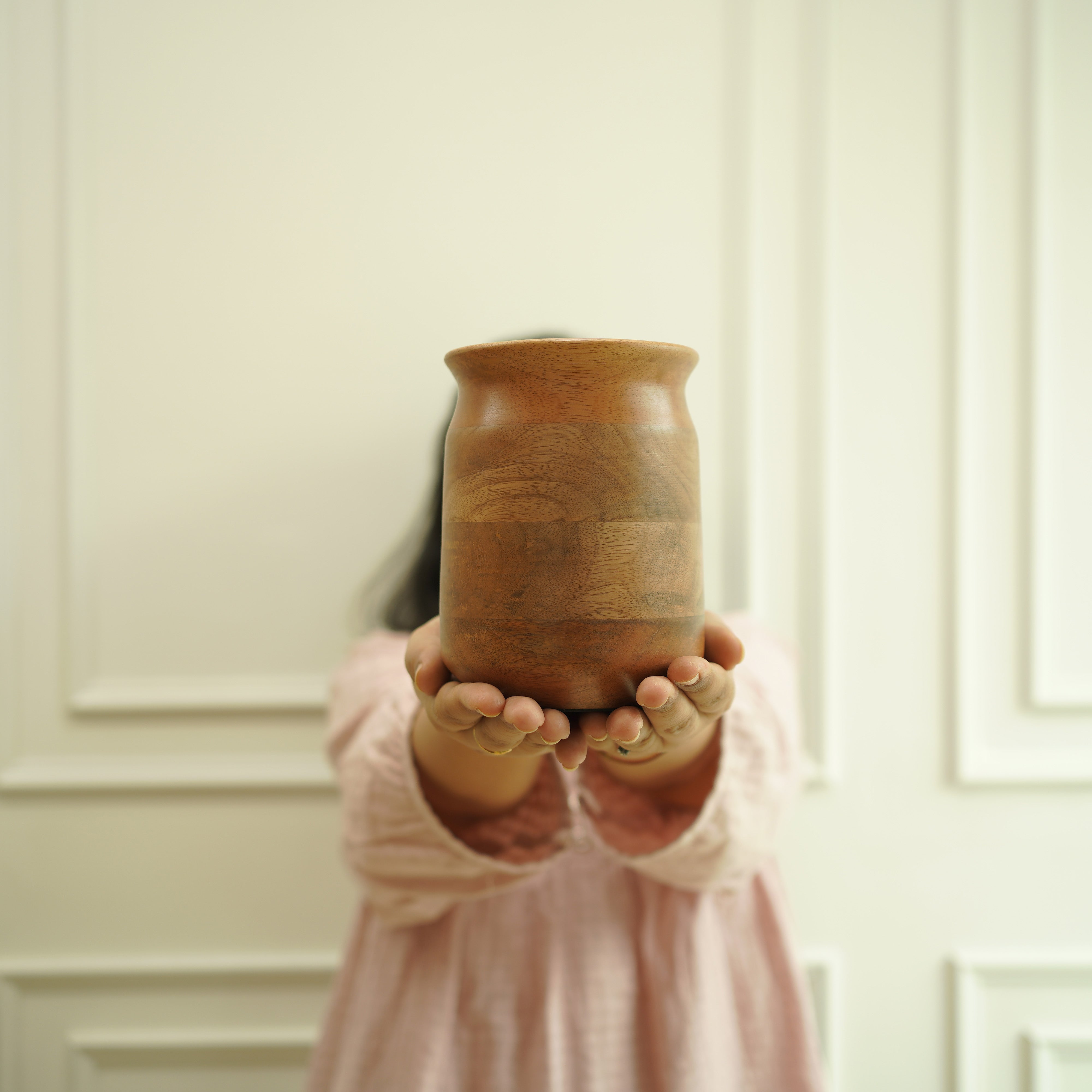 Mango Wood Flower Vase | Walnut Finish