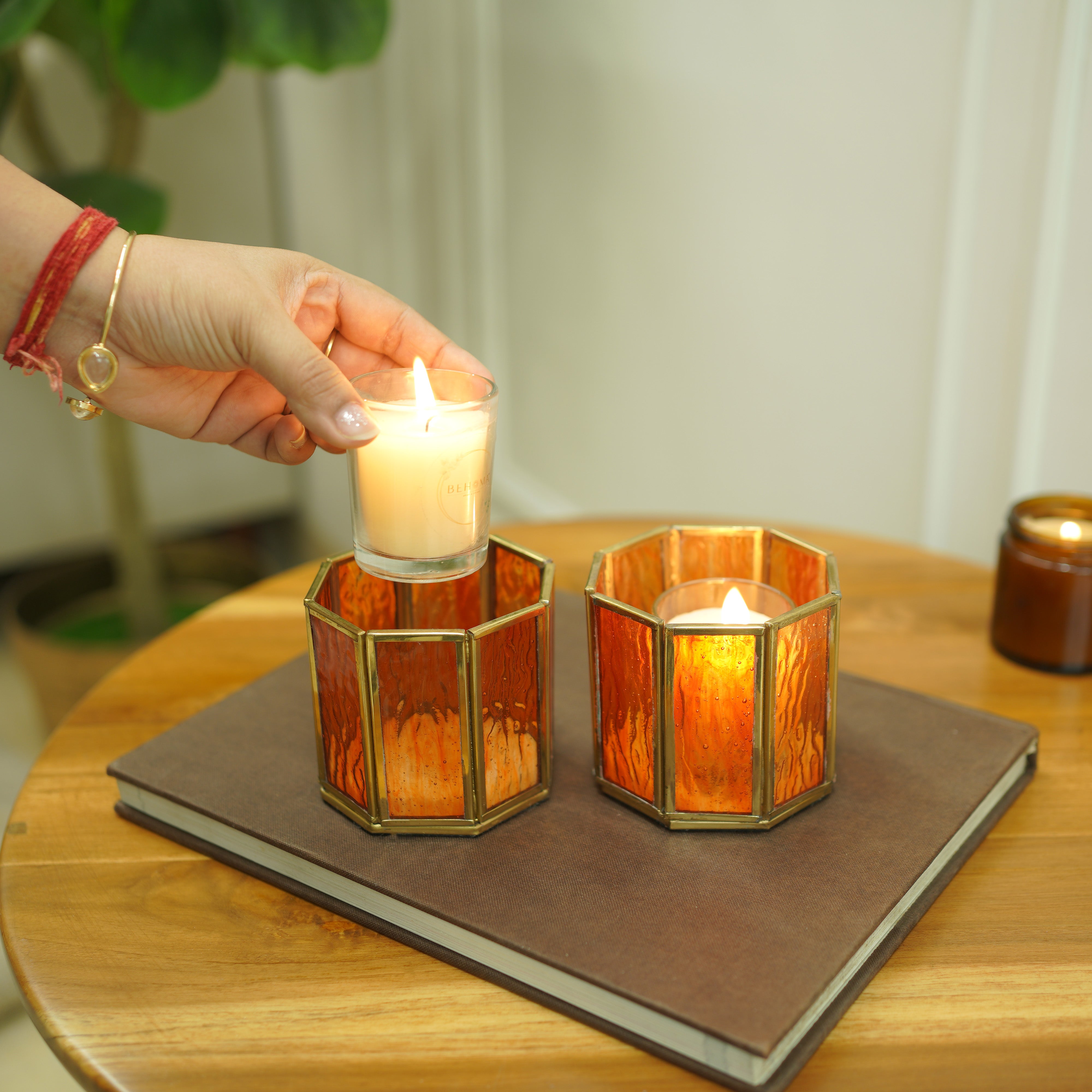 Orange Glass Votive Holder