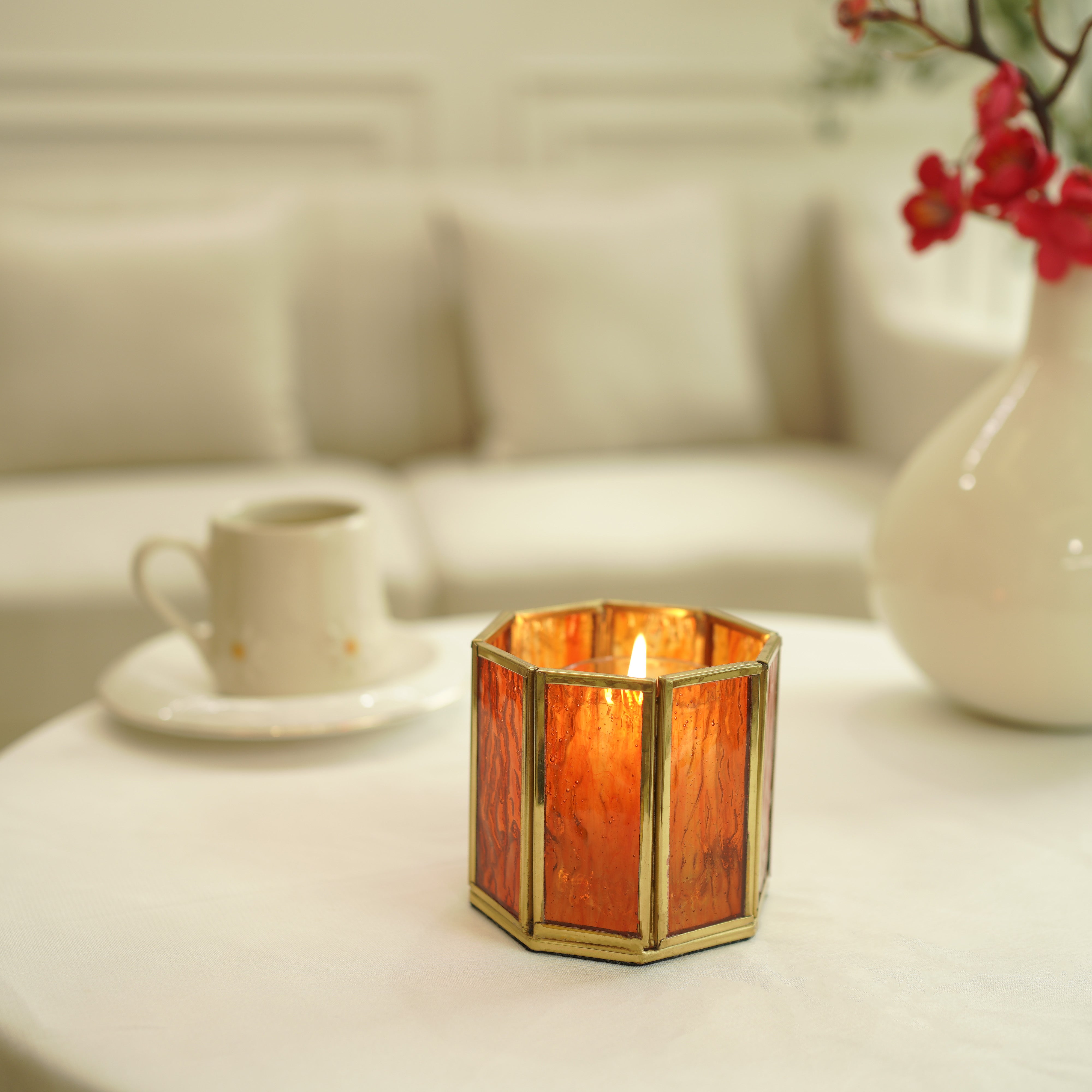 Orange Glass Votive Holder