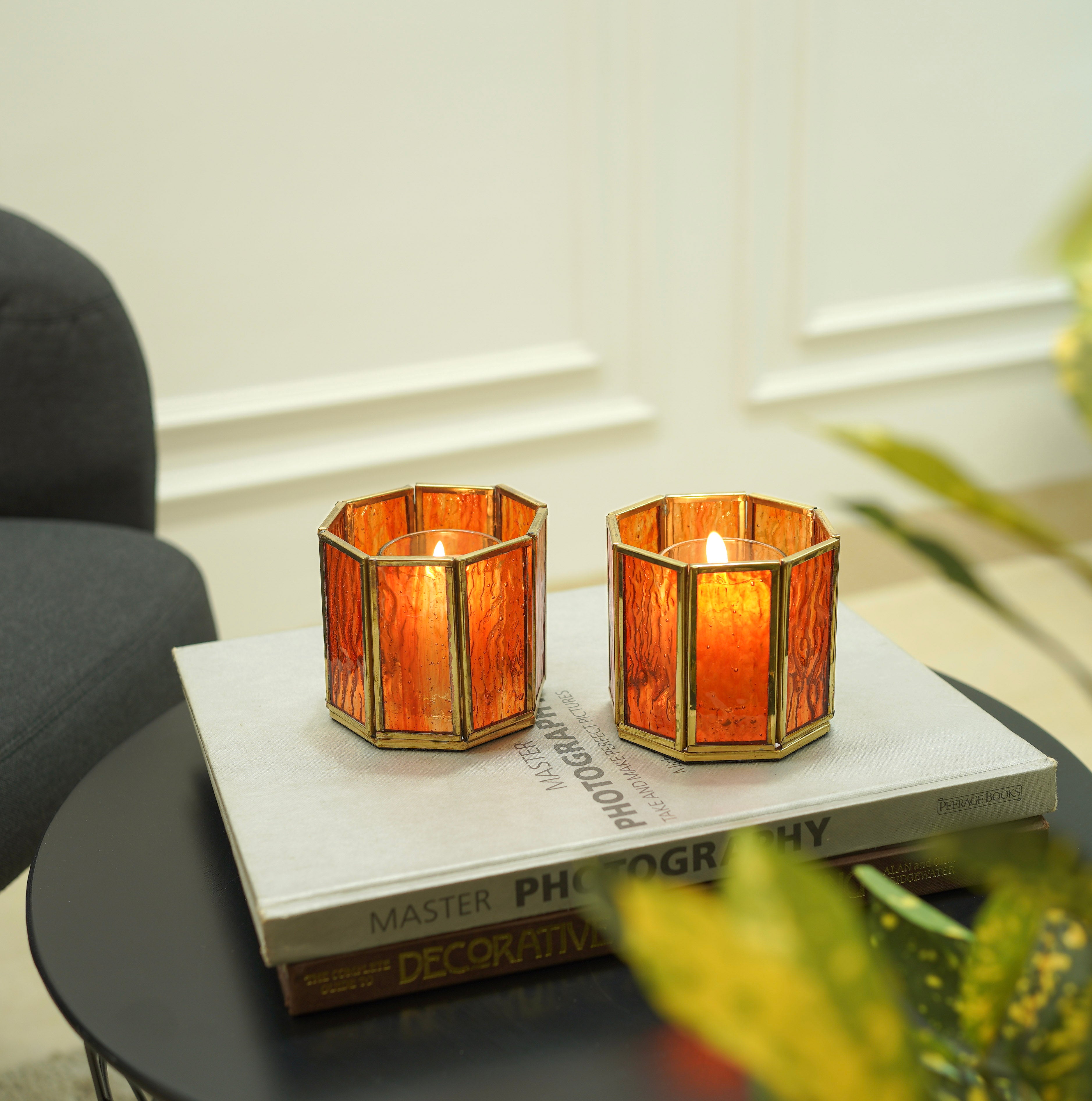 Orange Glass Votive Holder