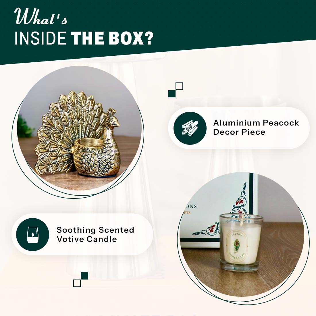 Product image of the Peacock Candle Holder with Antique Brass Finish from Indian Impressions, showcasing a stunning peacock design with intricate detailing and a vintage-inspired finish. Ideal for holding candles, this piece is perfect for Vastu, home décor, festive occasions, or gifting, adding elegance and positive energy to any space.