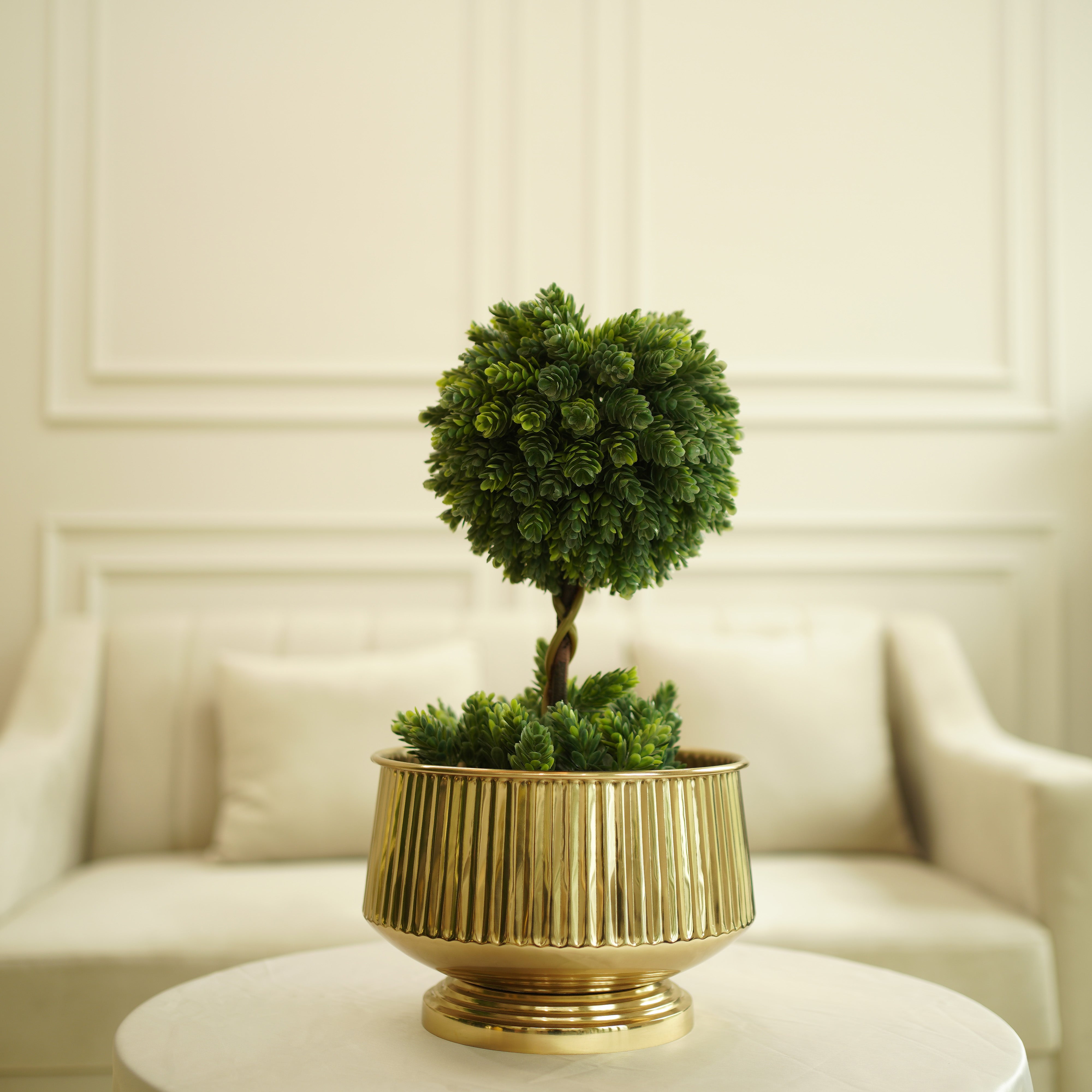 Pedestal Fluted Metal Planter