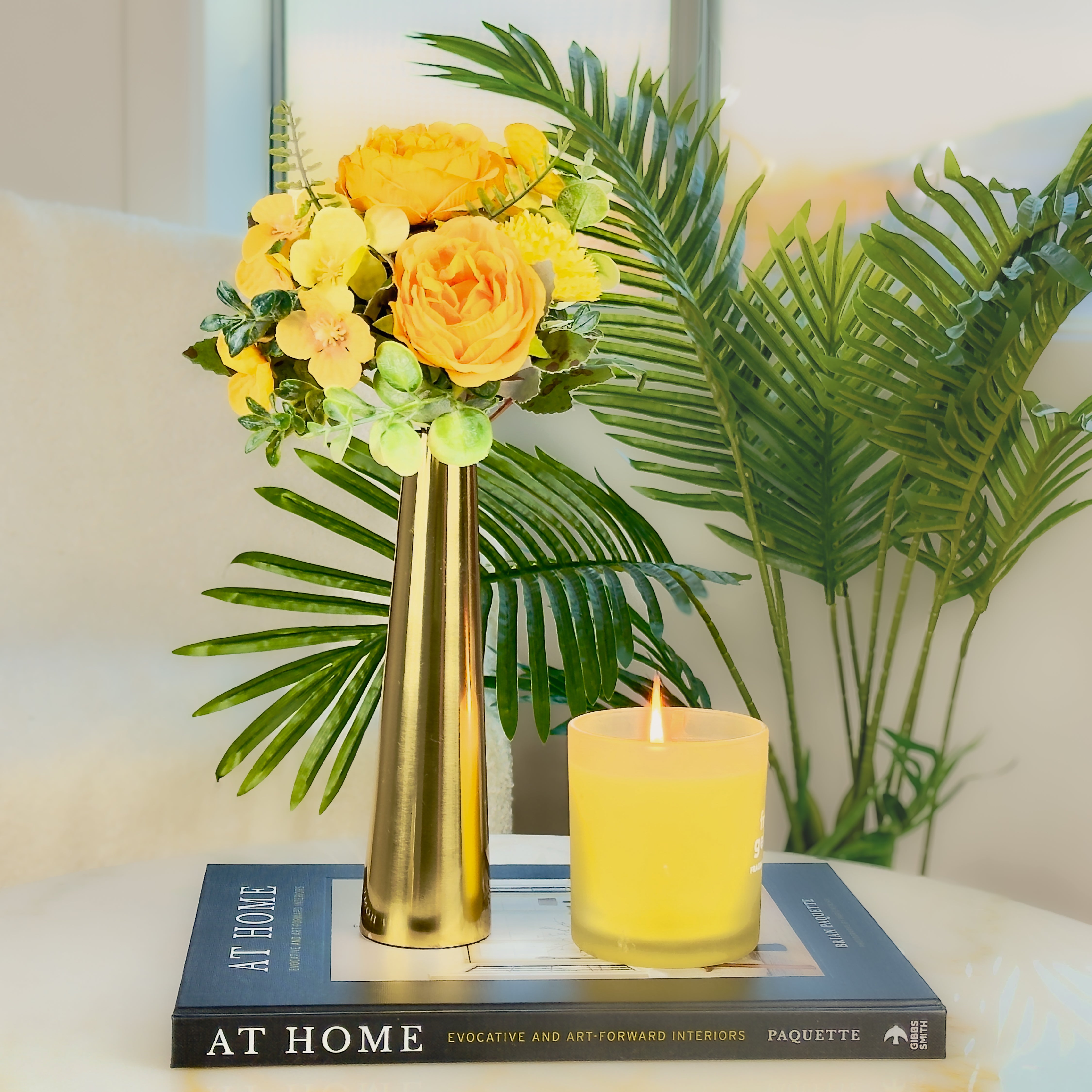Gold Slim Cone Vase Set of 2 from Indian Impressions
