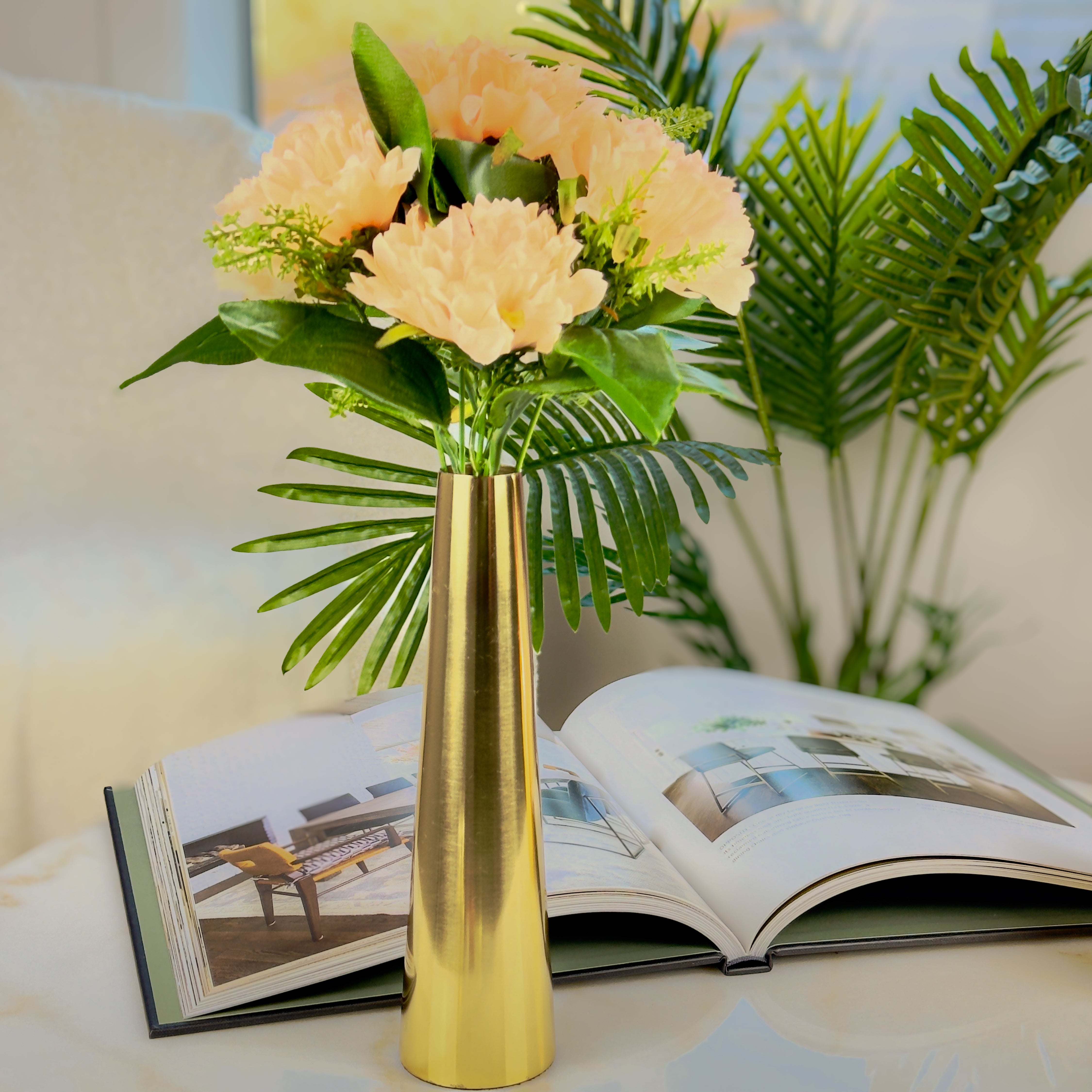  Gold Slim Cone Vase Set of 2 from Indian Impressions