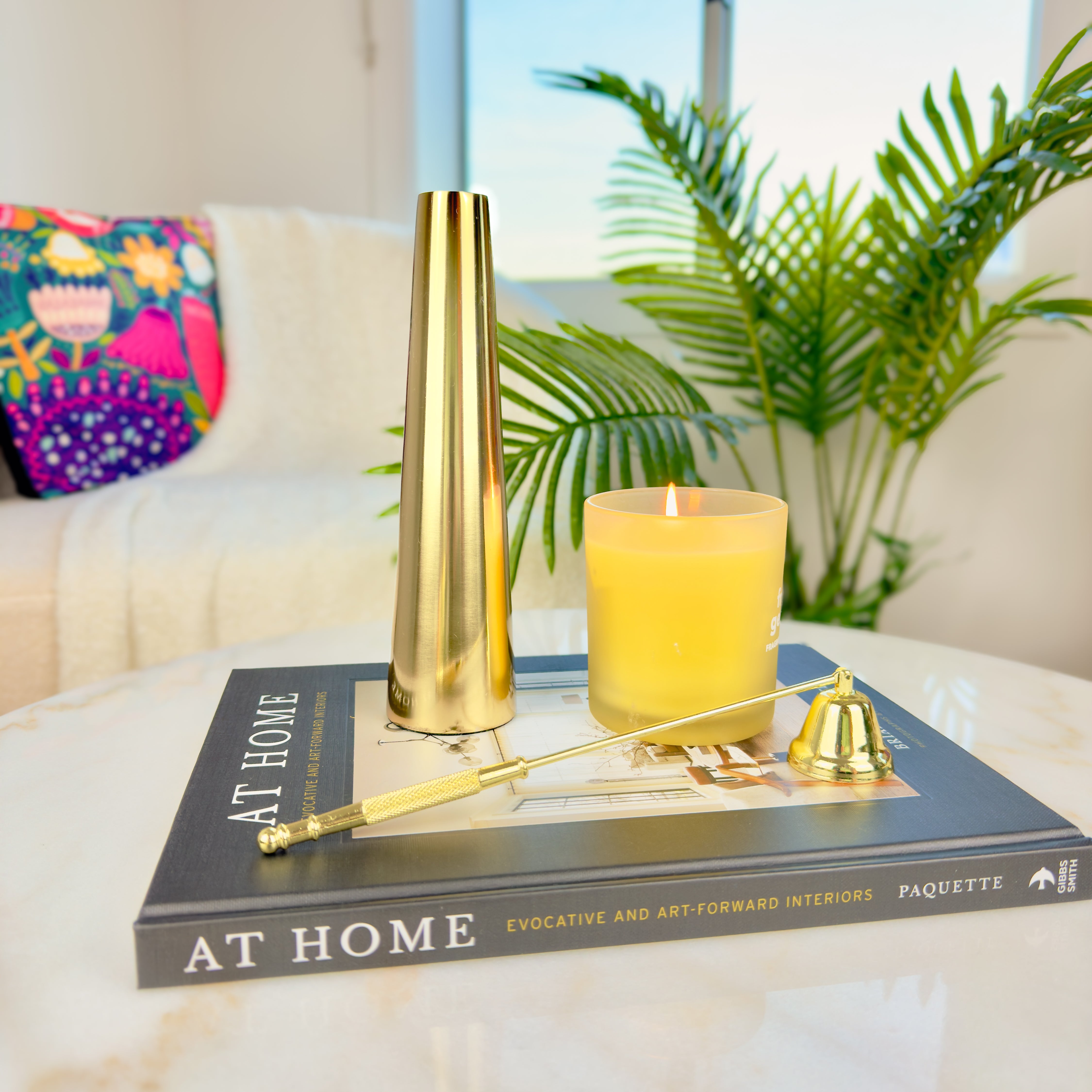 Product image of a Gold Slim Cone Vase Set of 2 from Indian Impressions, featuring sleek, modern designs with a polished gold finish. These vases are ideal for displaying flowers or as standalone decorative pieces. Perfect for enhancing Vastu energy, home décor, or gifting, adding elegance and sophistication to any space.