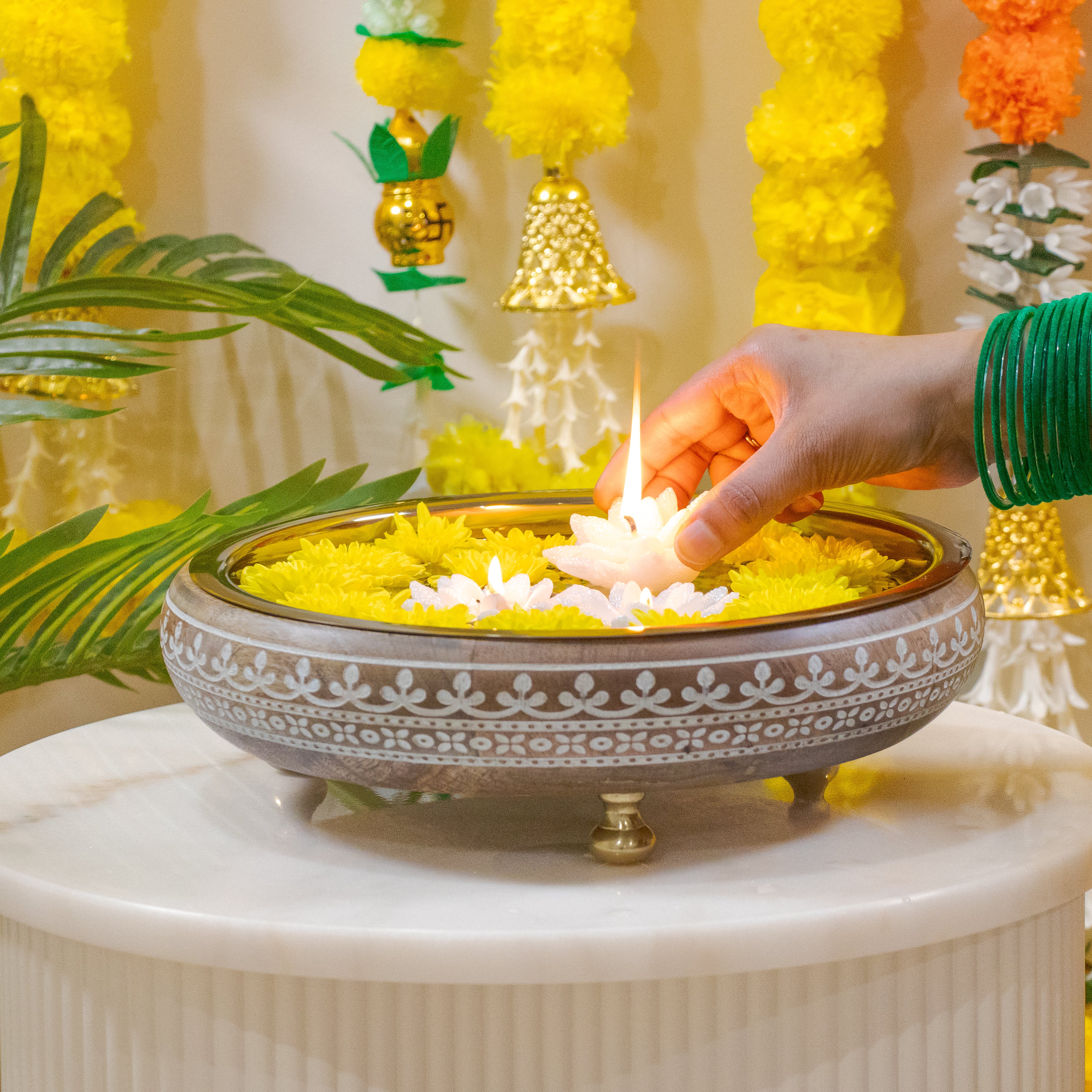 Virasat  Urli | Wood & Stainless Steel