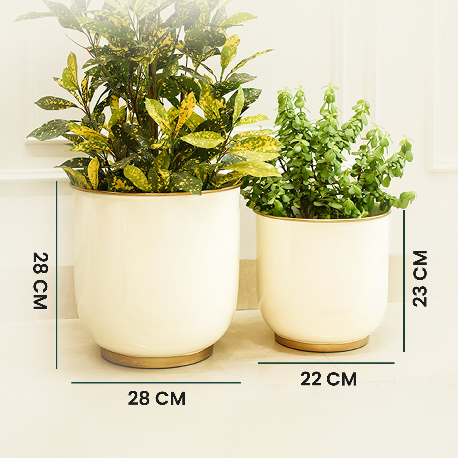 Floor Metal Planters, Set of 2 | White