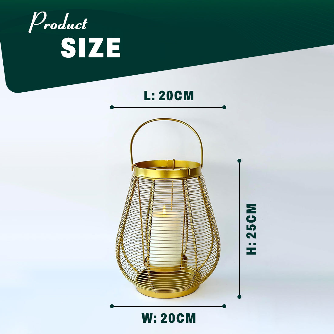 Product image of a Metal Cage Lantern from Indian Impressions, featuring a sleek, openwork cage design with a polished finish. This lantern is ideal for holding candles or LED lights, adding a warm and elegant ambiance to any space. Perfect for Vastu, home décor, or gifting.