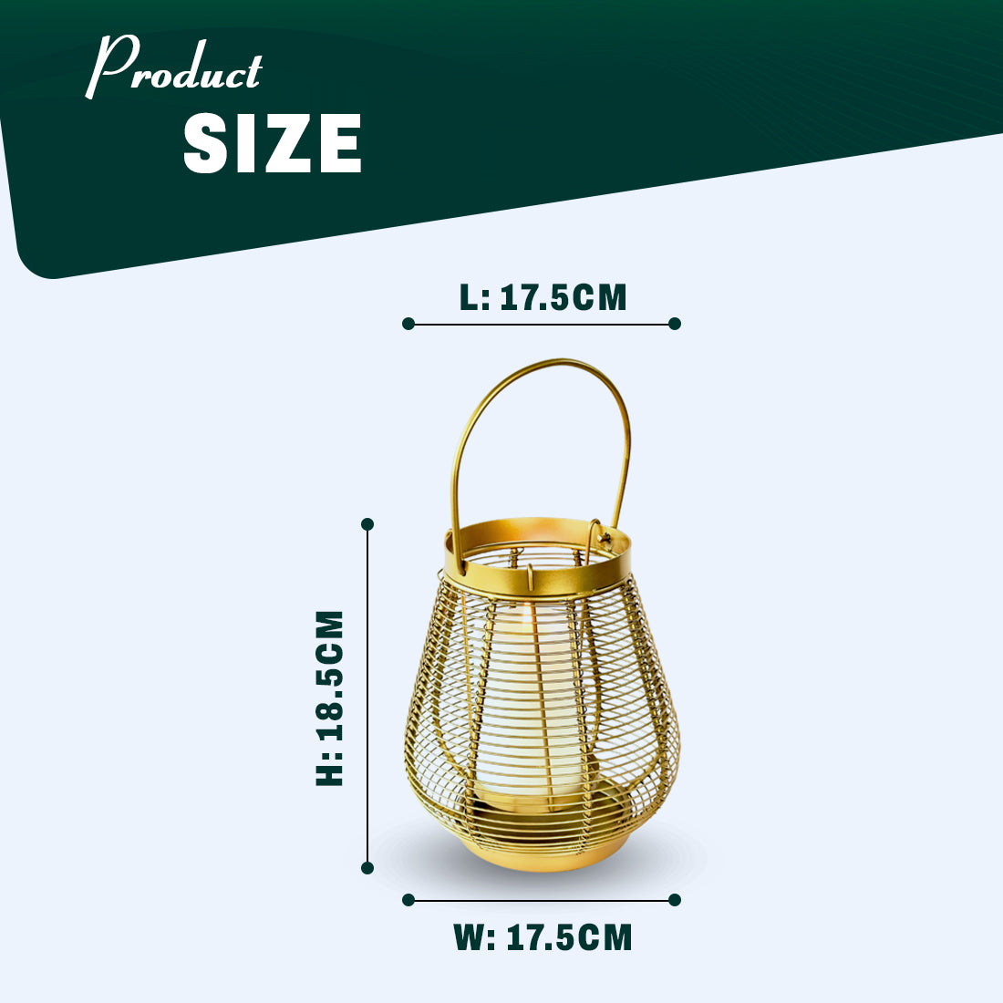 Product image of a Metal Cage Lantern from Indian Impressions, featuring a sleek, openwork cage design with a polished finish. This lantern is ideal for holding candles or LED lights, adding a warm and elegant ambiance to any space. Perfect for Vastu, home décor, or gifting.