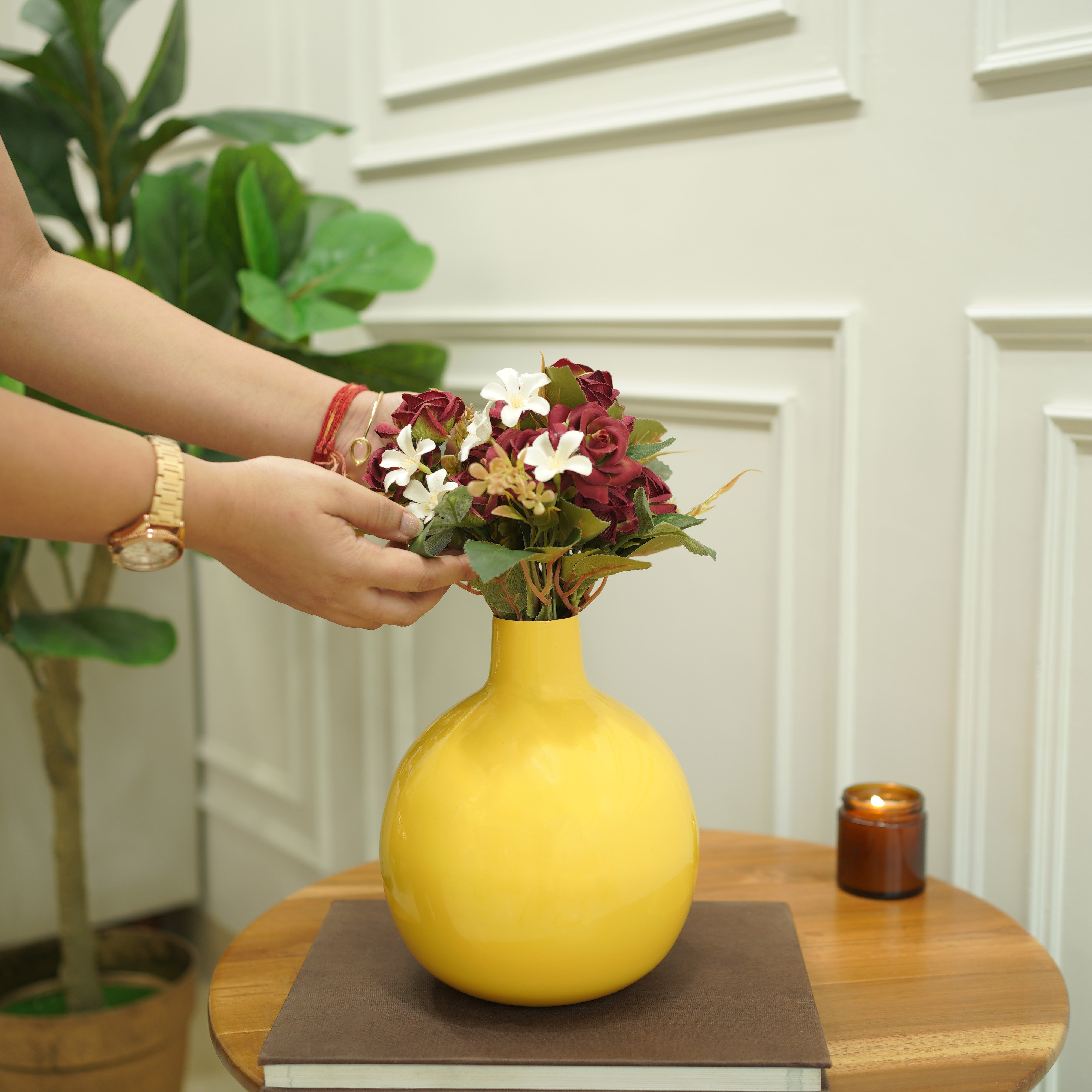 Metal Flower Vase | Yellow
