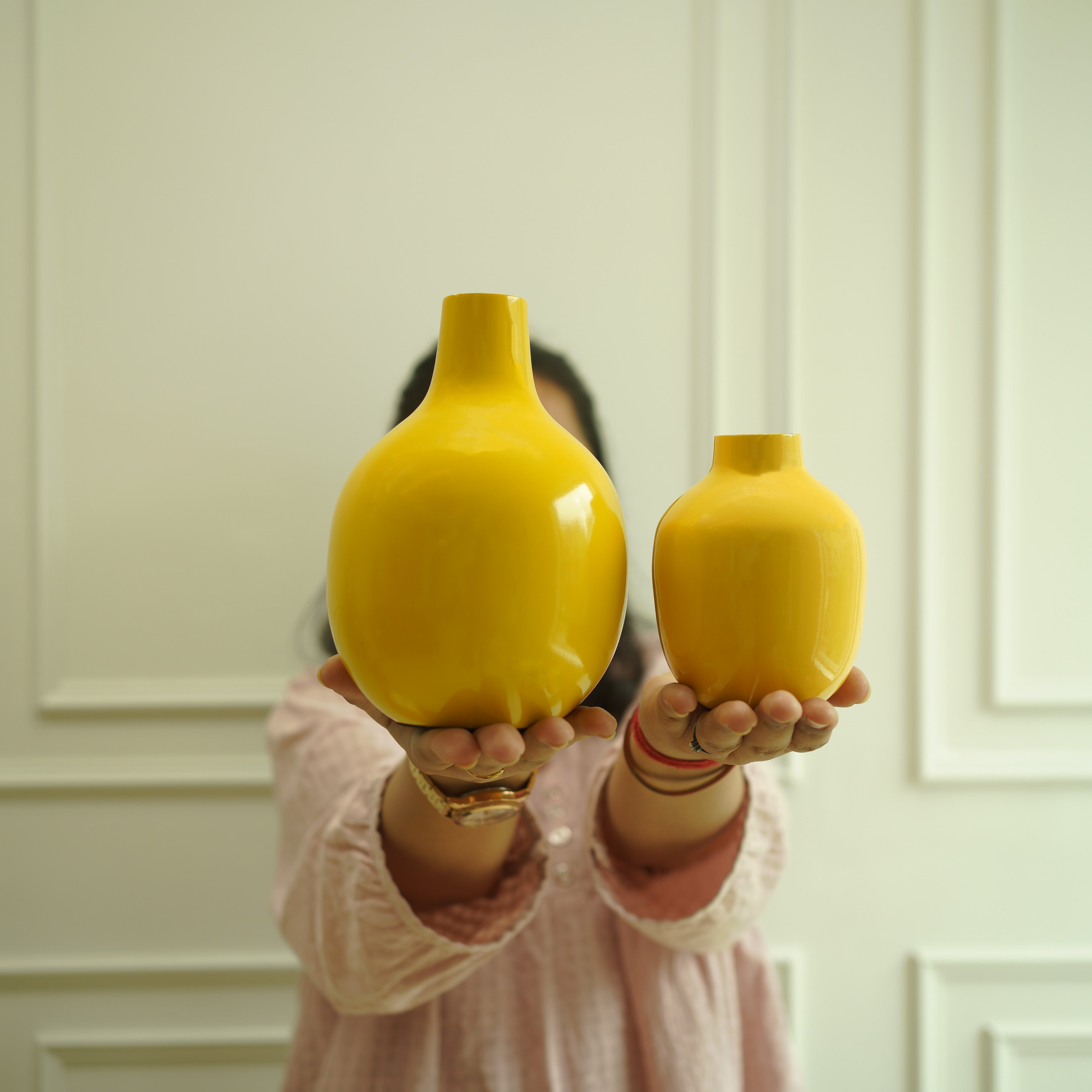 Metal Flower Vase | Yellow
